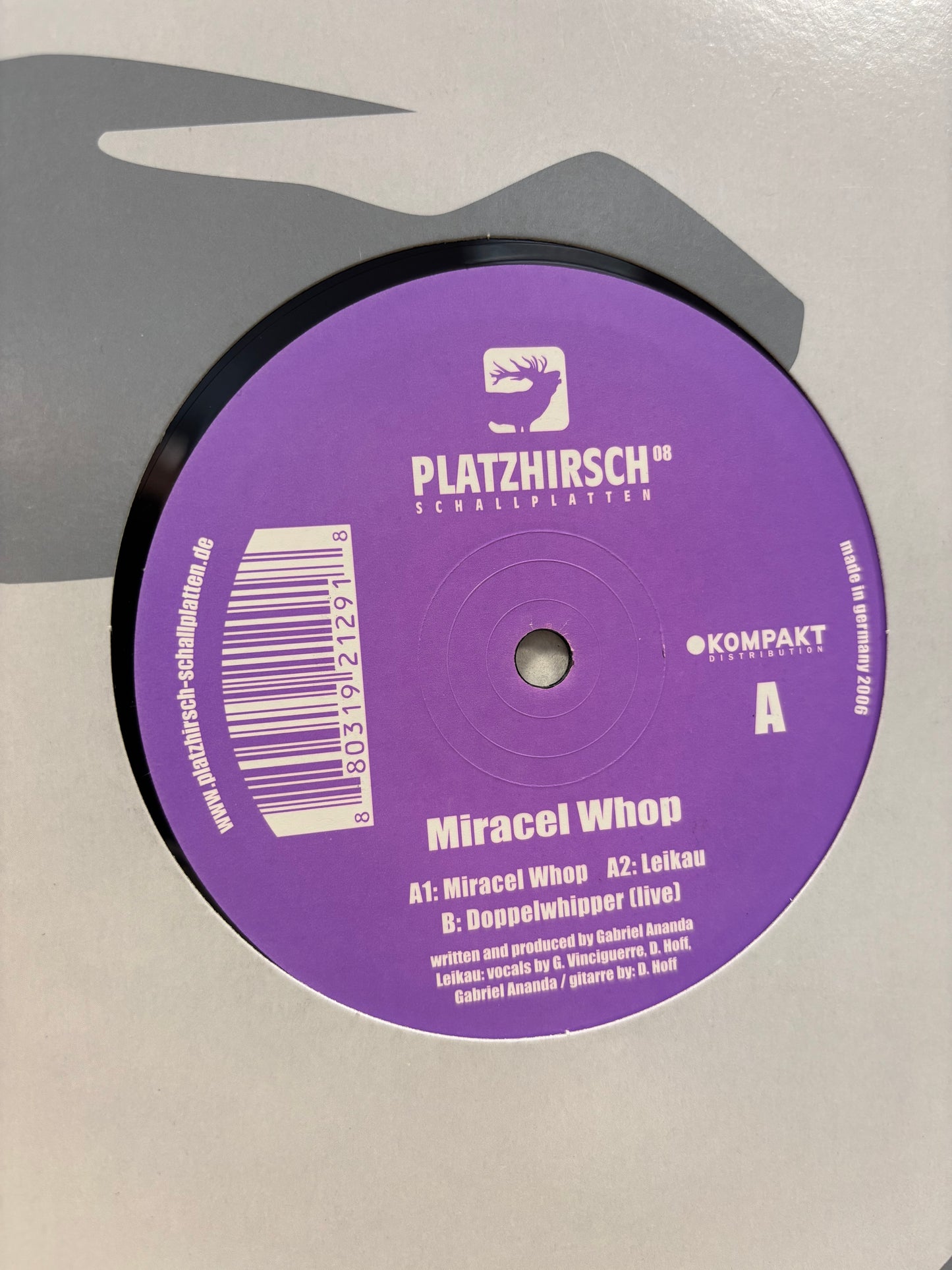 Gabriel Ananda: Miracel Whop, 12inch, Only official pressing, Platzhirsch Schallplatten, Germany 2006