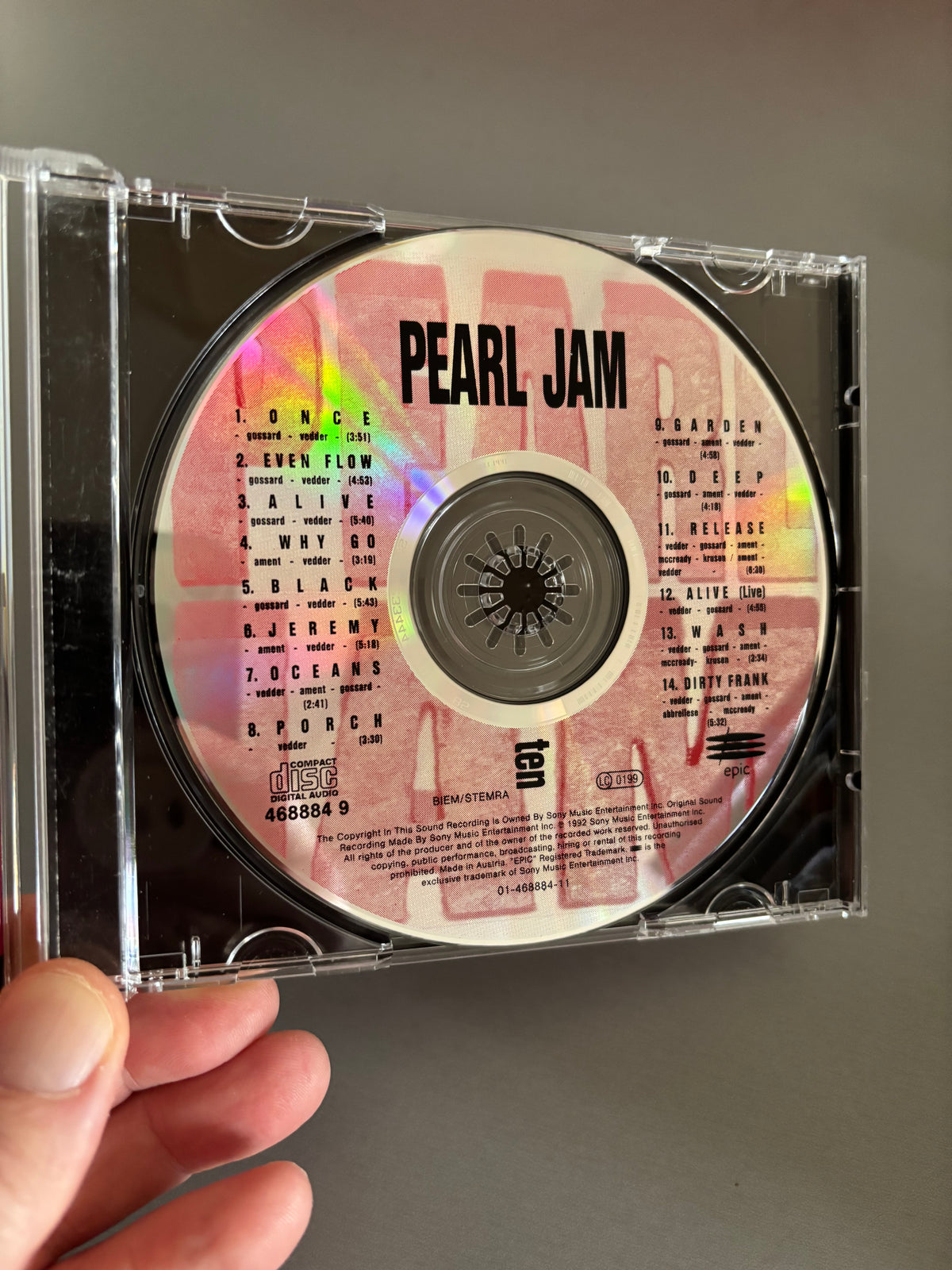 Pearl Jam: Ten, CD, reissue, Epic, Europe year?