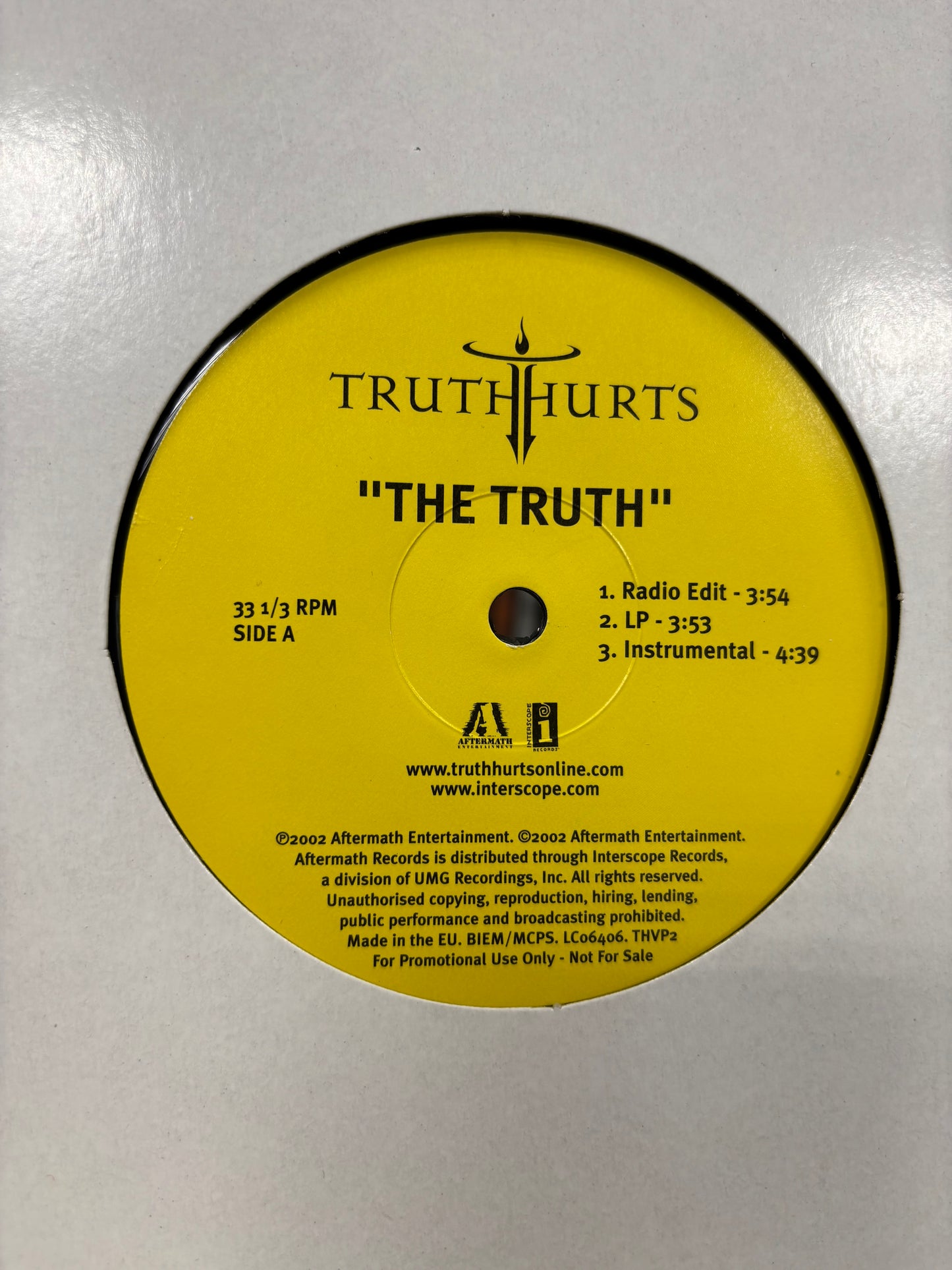 Truth Hurts: The Truth, 12inch, promo, Interscope Records, Aftermath Records, Europe 2002