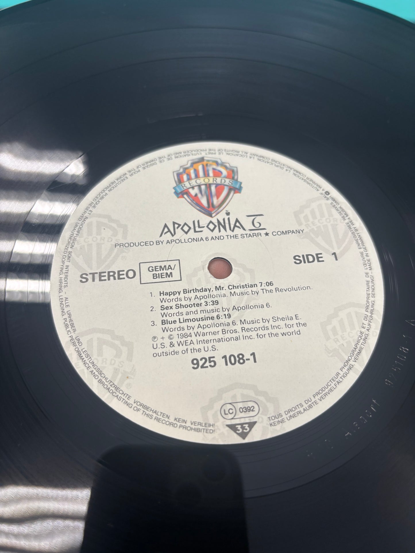 Apollonia 6: Apollonia 6, LP, Warner Bros. Records, Europe 1984
