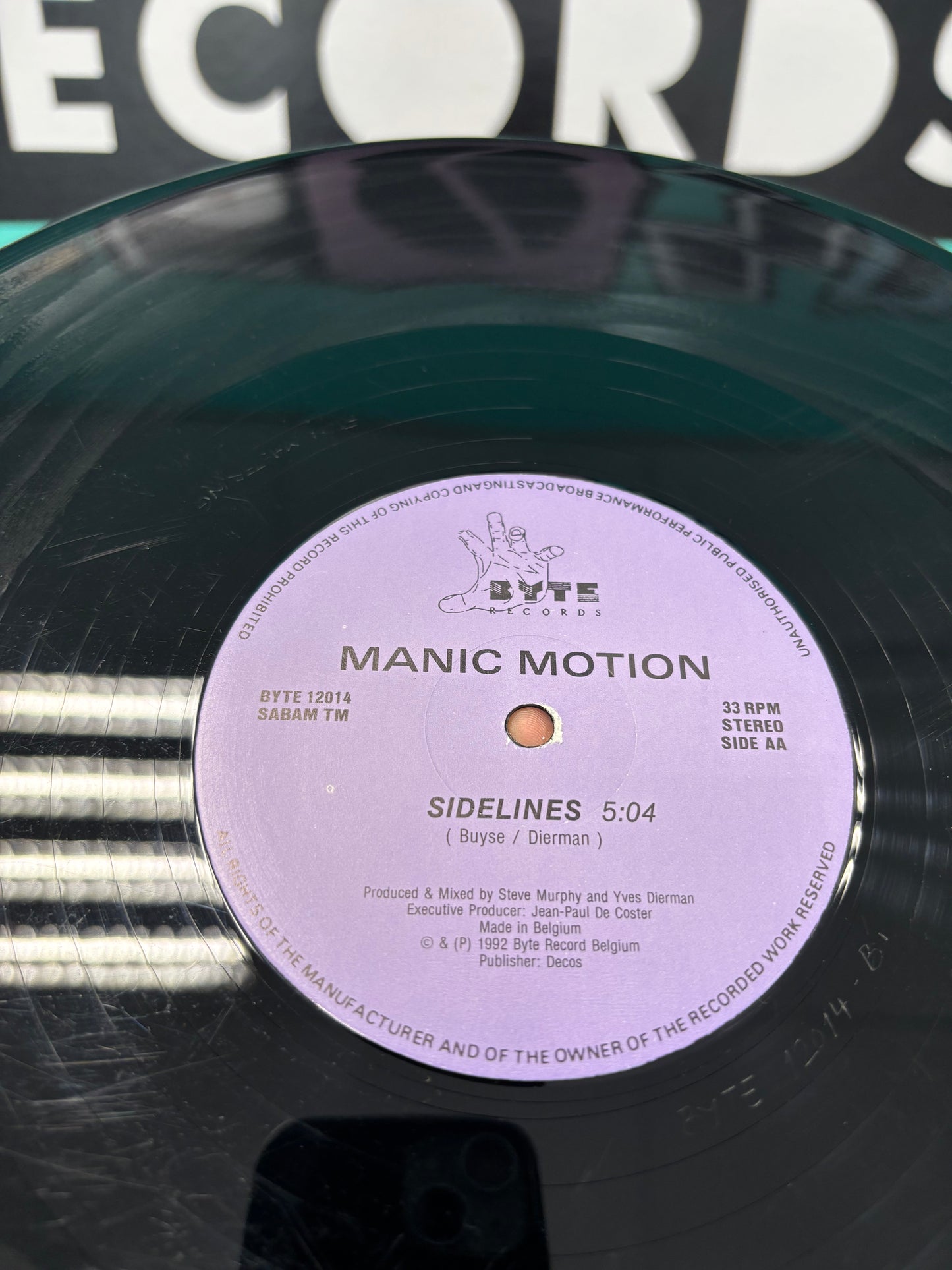 Manic Motion: Technologies/Sidelines, 12inch, Only pressing, Byte Records, Belgium 1992