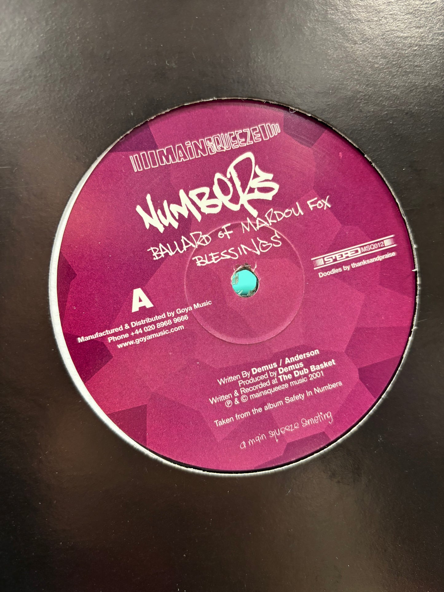 Numbers: Ballard Of Mardou Fox, 12inch, Only official pressing, Main Squeeze, UK 2001