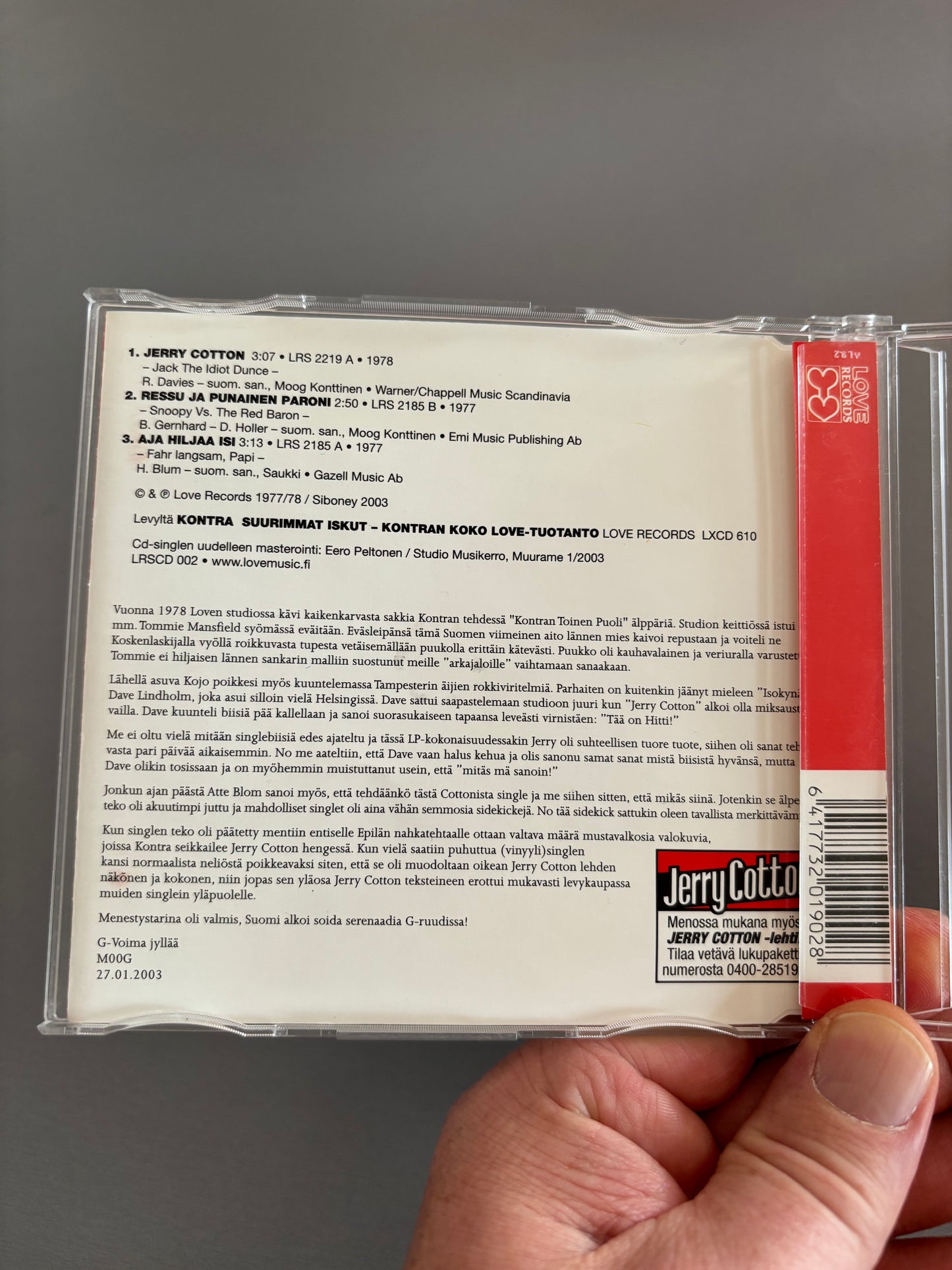 Kontra: Jerry Cotton, CD-single, reissue, remastered, Love Records, Finland 2003