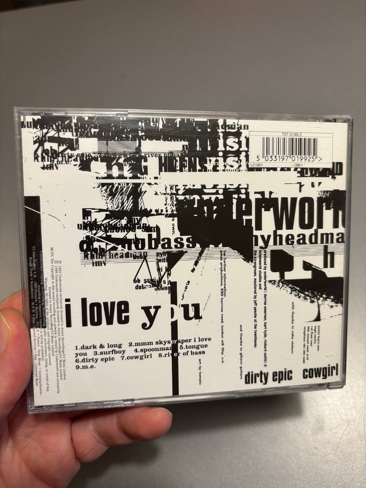 Underworld:Dubnobasswithmyheadman, CD, reissue, Junior Boy’s Own, UK & Europe 1998