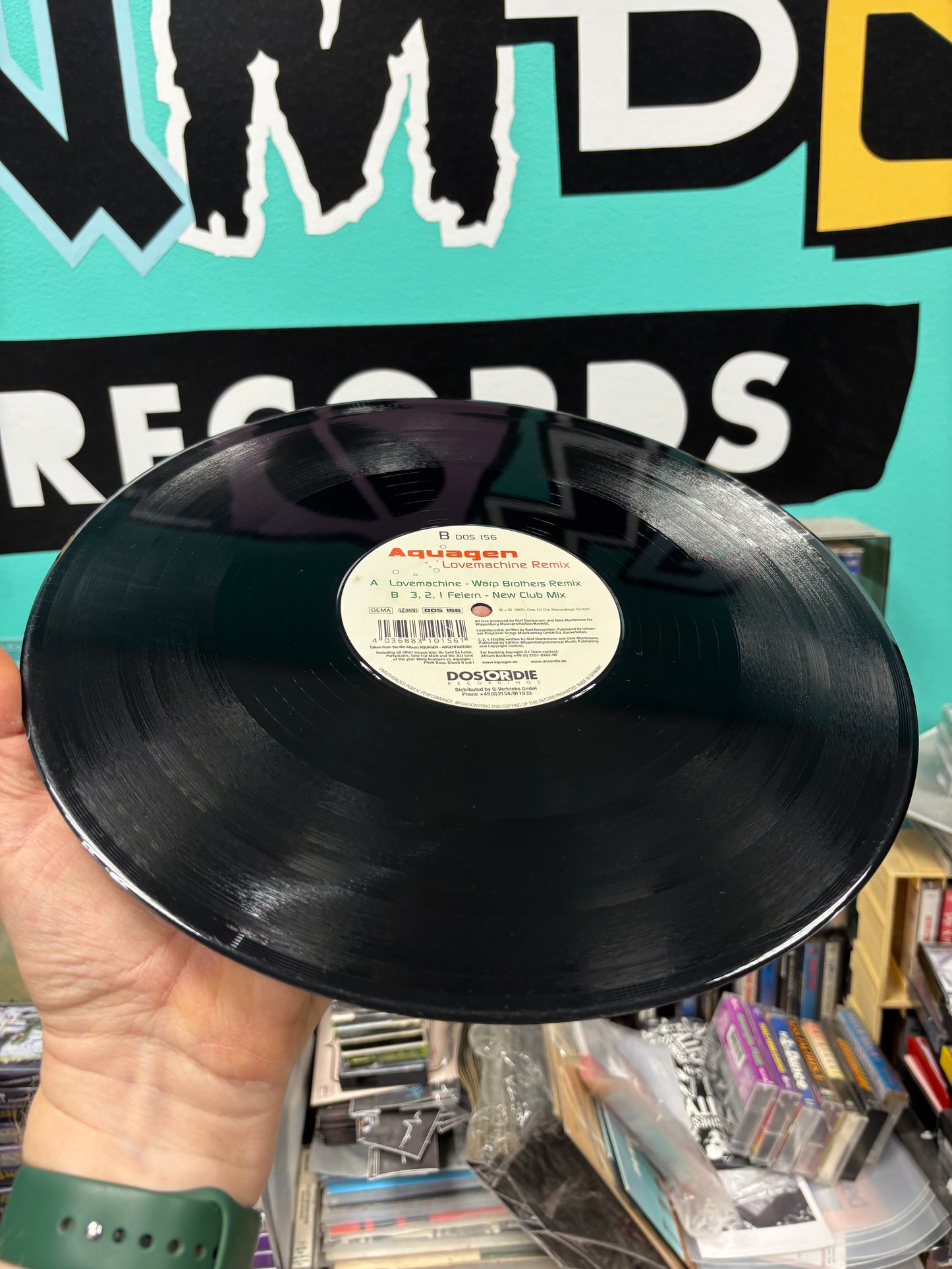 Aquagen: Lovemachine Remix, 12inch, 1st pressing, Dos Or Die Recordings, Germany 2000