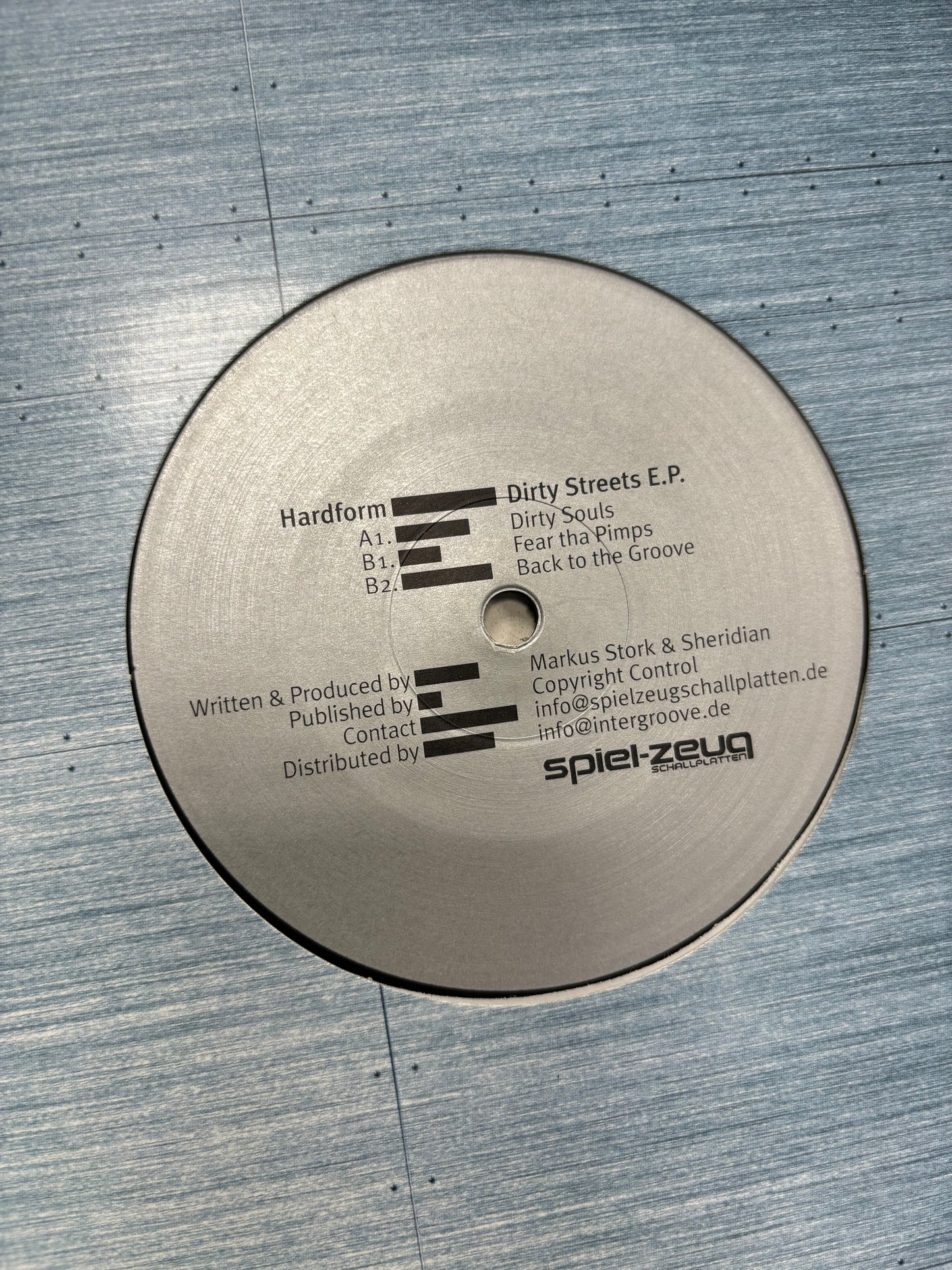 Hardform: Dirty Streets E.P., 12inch, Only official pressing, Spiel-Zeug Schallplatten, Germany 2003