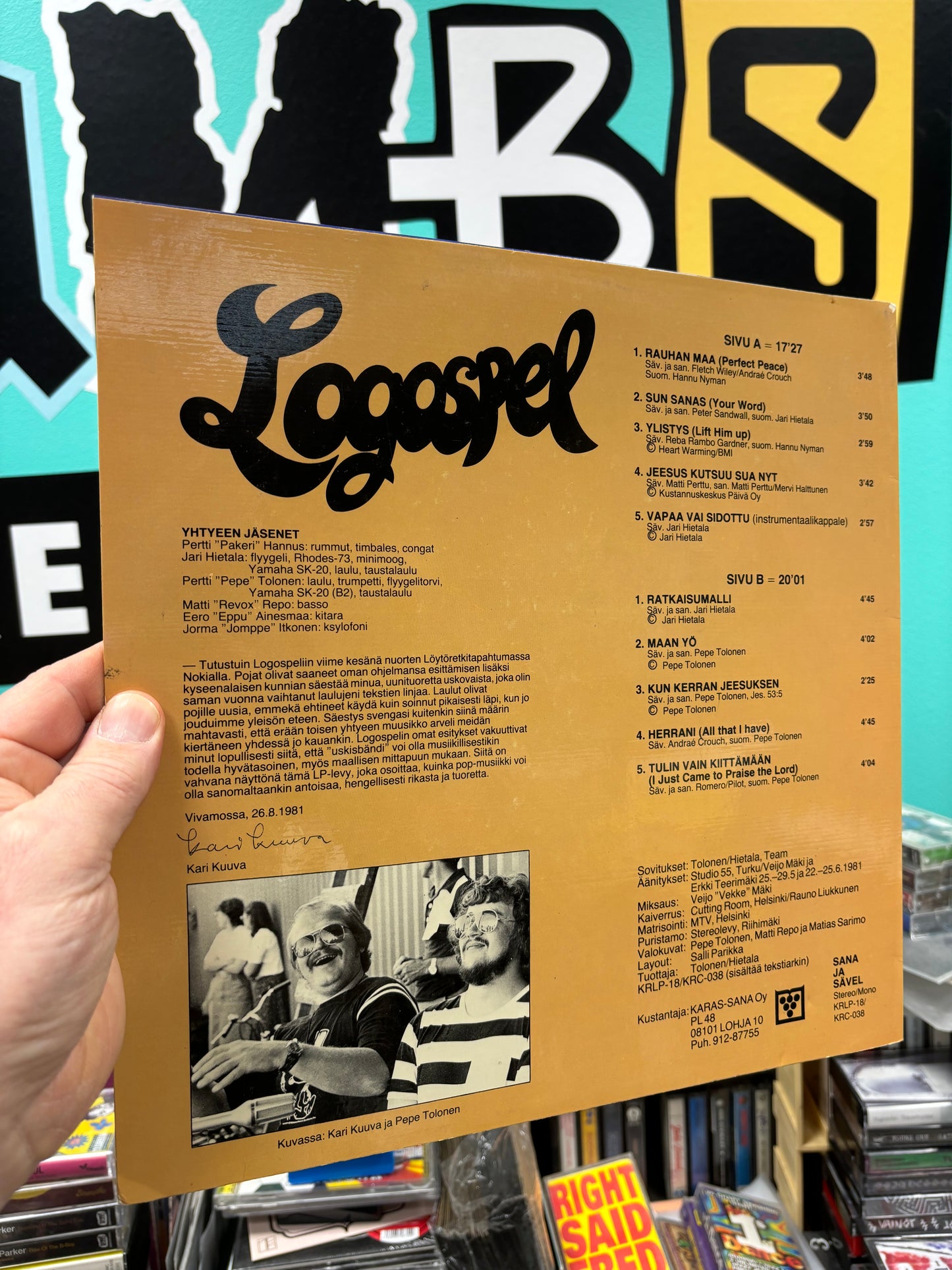 Logospel: Logospel, LP, Only pressing, Sana ja Sävel, Finland 1981