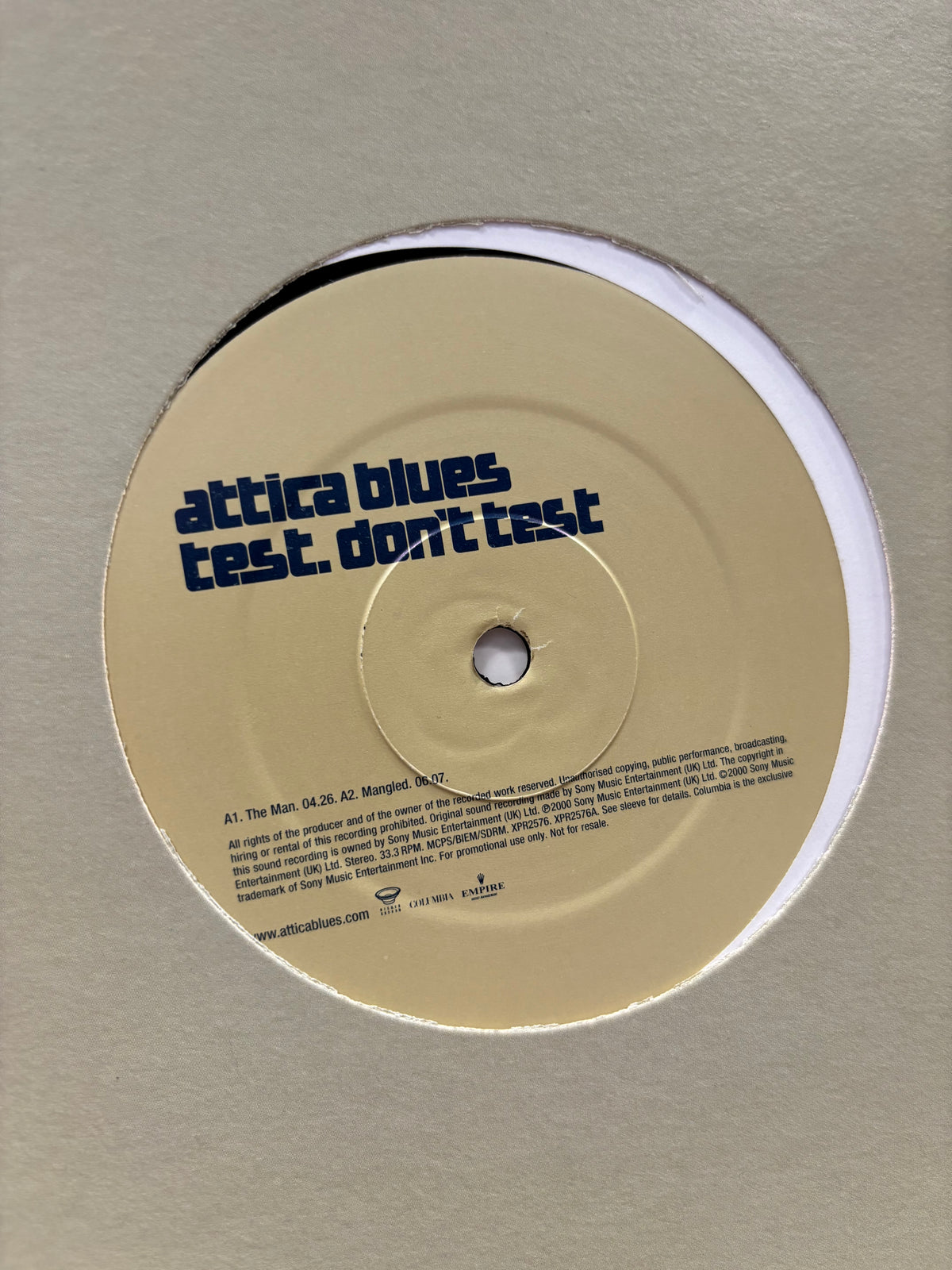 Attica Blues: Test. Don’t Test, 12inch, promo, Columbia, UK 2000