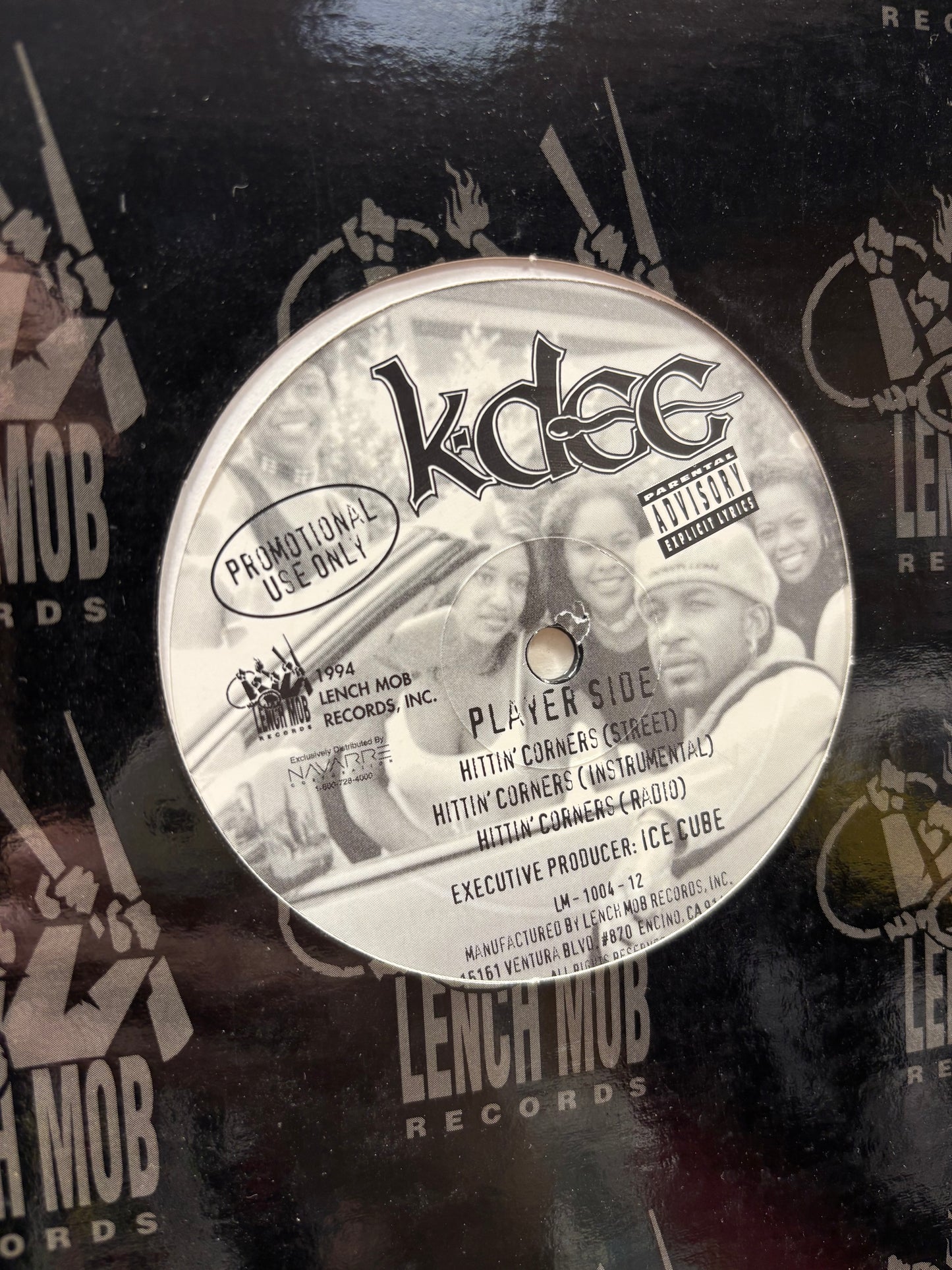 K-Dee: Hittin’ Corners/The Hand That Rocks The Cradle, 12inch, Promo, 1st pressing, Only vinyl pressing, Lench Mob Records, US 1994