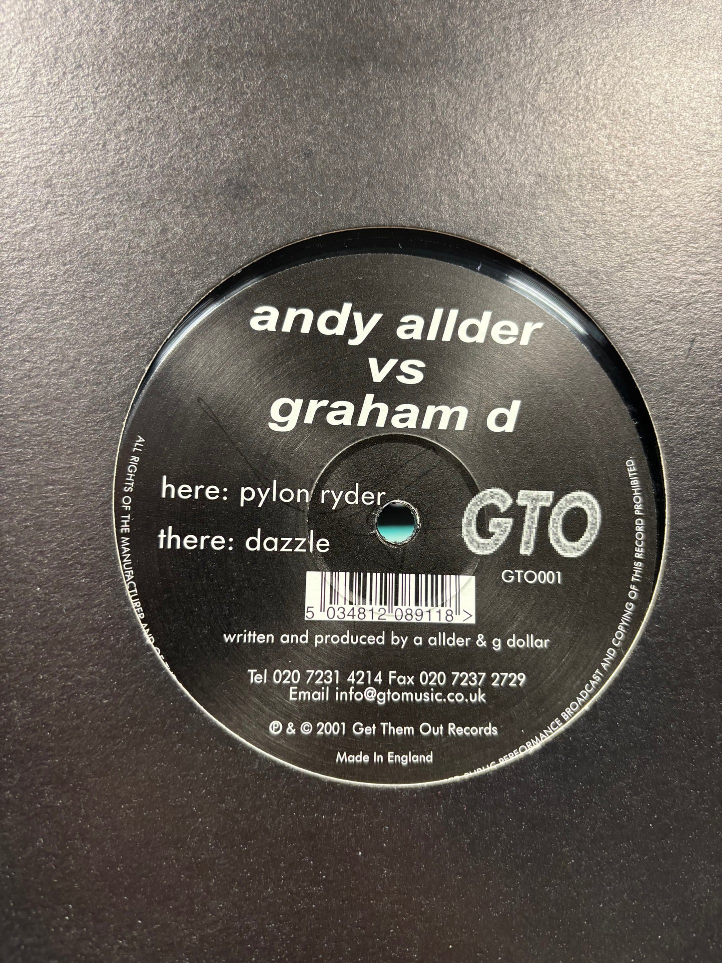 Andy Allder & Graham D: Pylon Ryder/Dazzle, 12inch, Only pressing, GTO (Get Them Out) Records, UK 2001