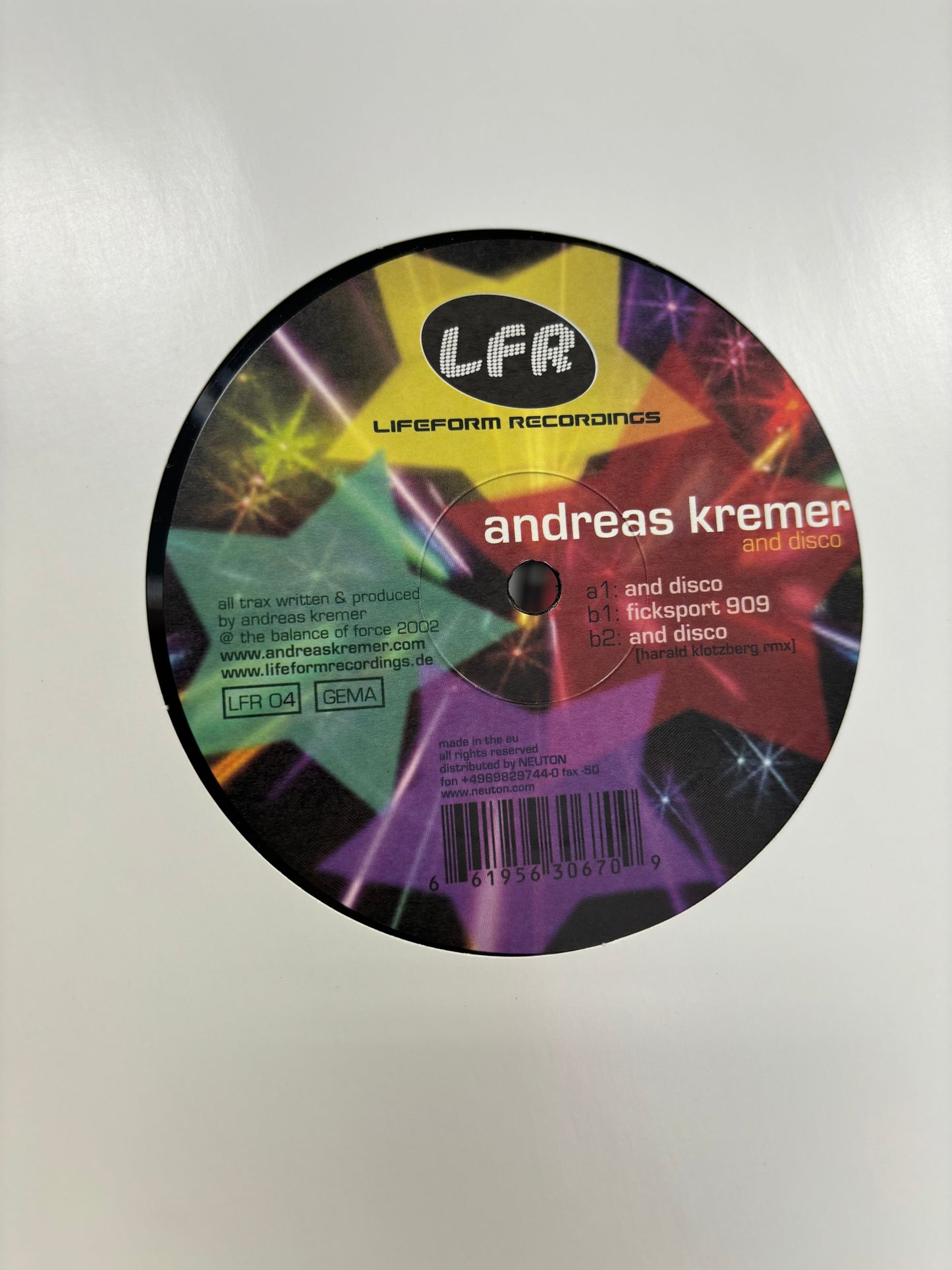 Andreas Kremer: And Disco, 12inch, Only pressing, Lifeform Recordings, Germany 2002