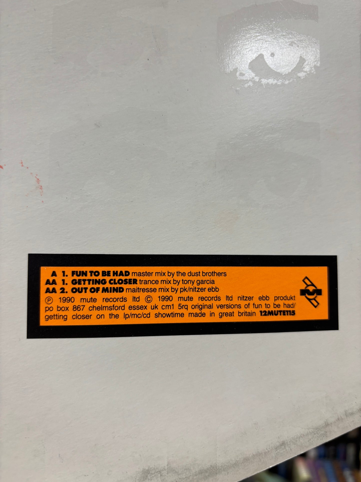 Nitzer Ebb: Fun To Be Had/Getting Closer (Mixes), 12inch, 1st pressing, Mute, UK 1990