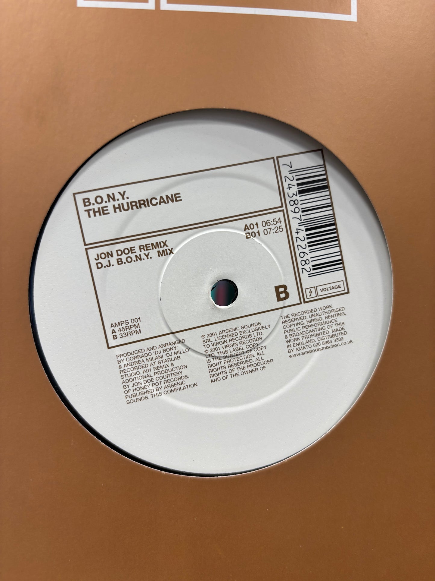 B.O.N.Y.: The Hurricane, 12inch, Voltage, UK 2001