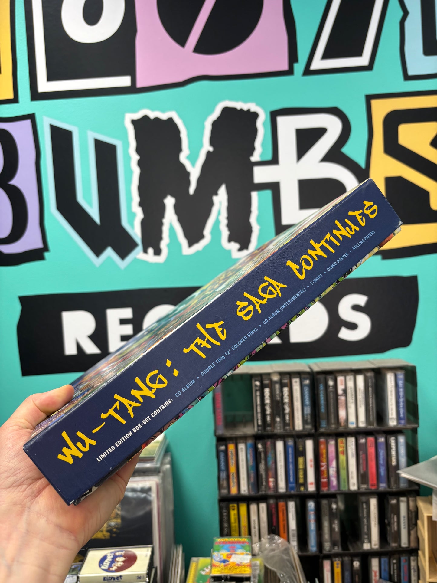 Wu-Tang: The Saga Continues, Box Set, CD, CD instrumentals, 2LP gatefold purple vinyl, cartoon, t-shirt, rolling paper, Limited Edition, 36 Chambers, eOne, SPV, UK & Europe 2017