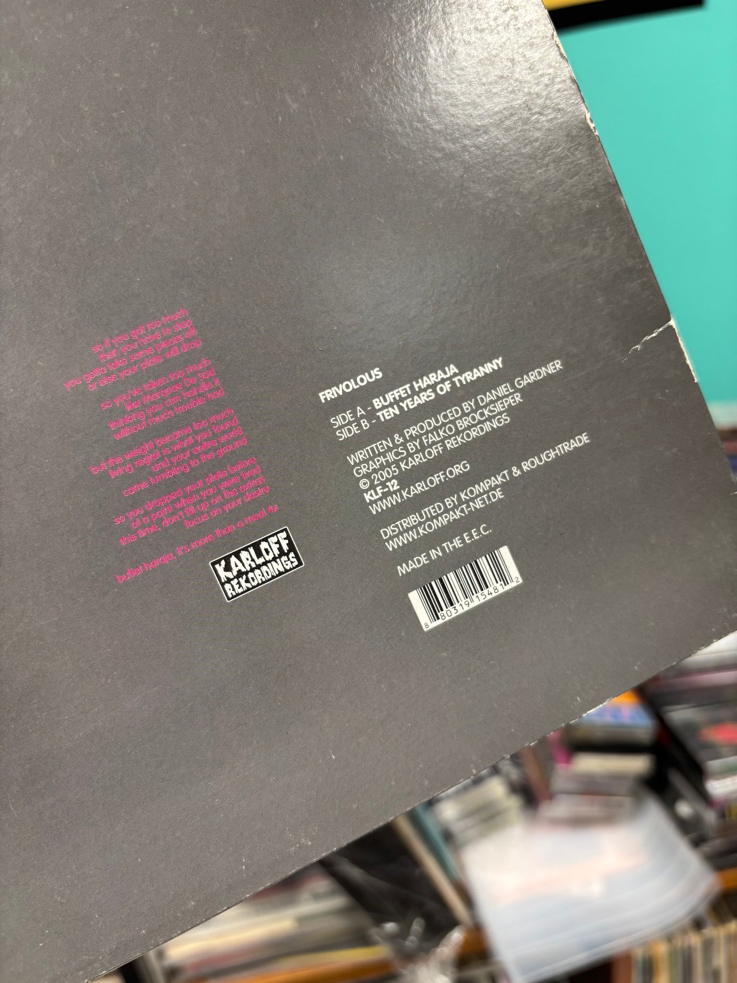 Frivolous: Buffet Haraja, 12inch, Only official pressing, Karloff Rekordings, Germany 2005