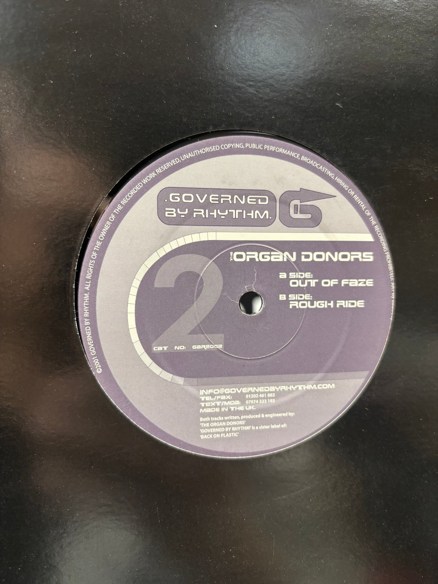 Organ Donors: Out Of Faze, 12inch, Only pressing, Governed By Rhythm, UK 2001