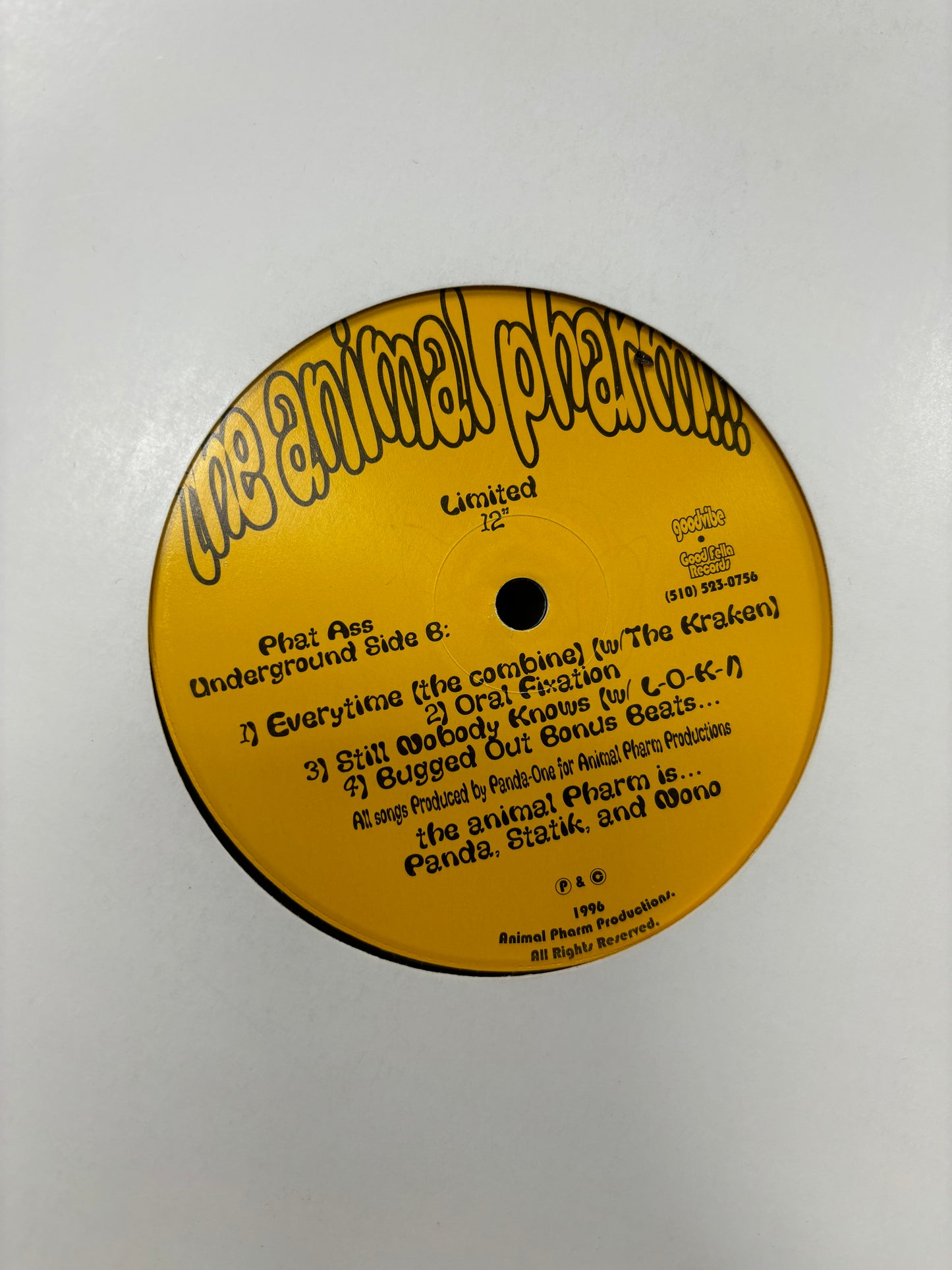 The Animal Pharm: The Vaccine, 1st pressing, 12inch, Limited Edition, Yellow label, Good Fella Records, US 1996