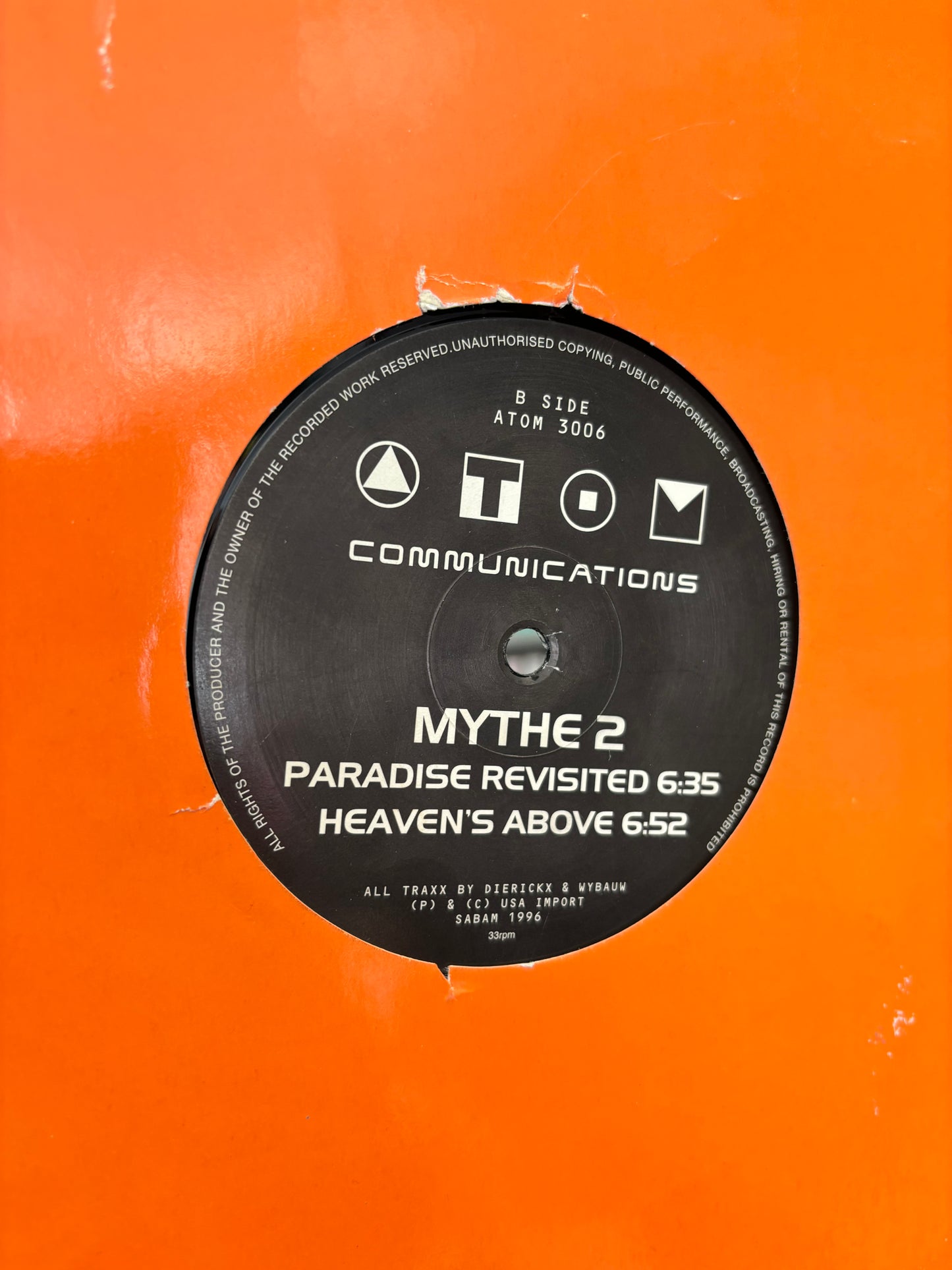 Mythe 2: Did You Love Me?, 12inch, Atom Communications, Belgium 1996