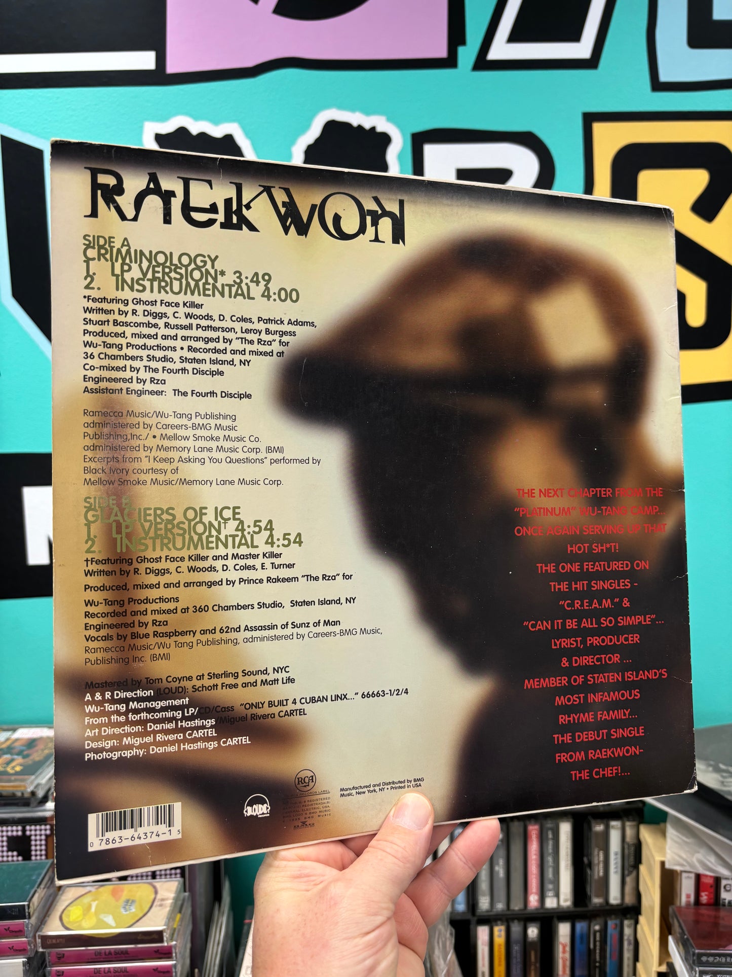 Raekwon: Criminology/Glaciers Of Ice, 12inch, 1st pressing, Only 12inch pressing, Loud Records, RCS Records Label, BMG, US 1995