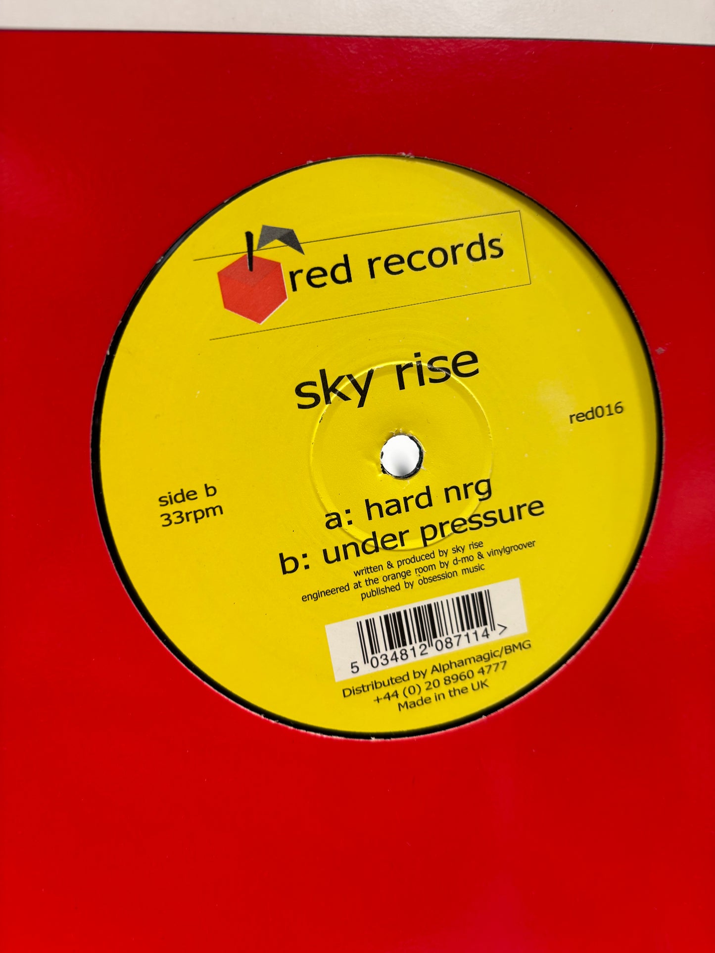 Sky Rise: Hard Nrg/Under Pressure, 12inch, Only pressing, Red Records, UK 2001