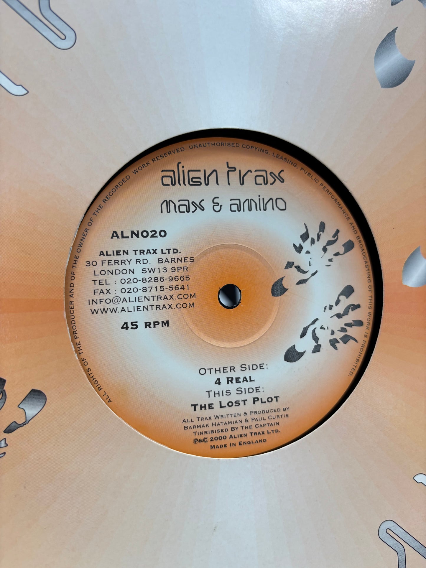 Max & Amino: 4 Real/The Lost Plot, 12inch, Only pressing, Alien Trax, UK 2000