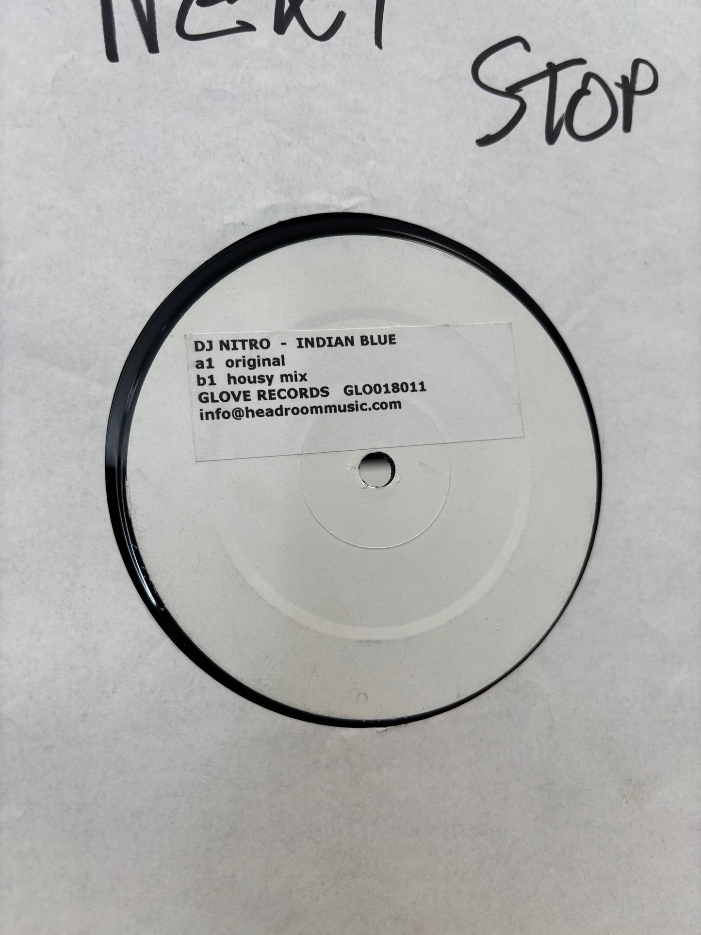 DJ Nitro: Indian Blue, 12inch, white label, Glove Records, Belgium 2001