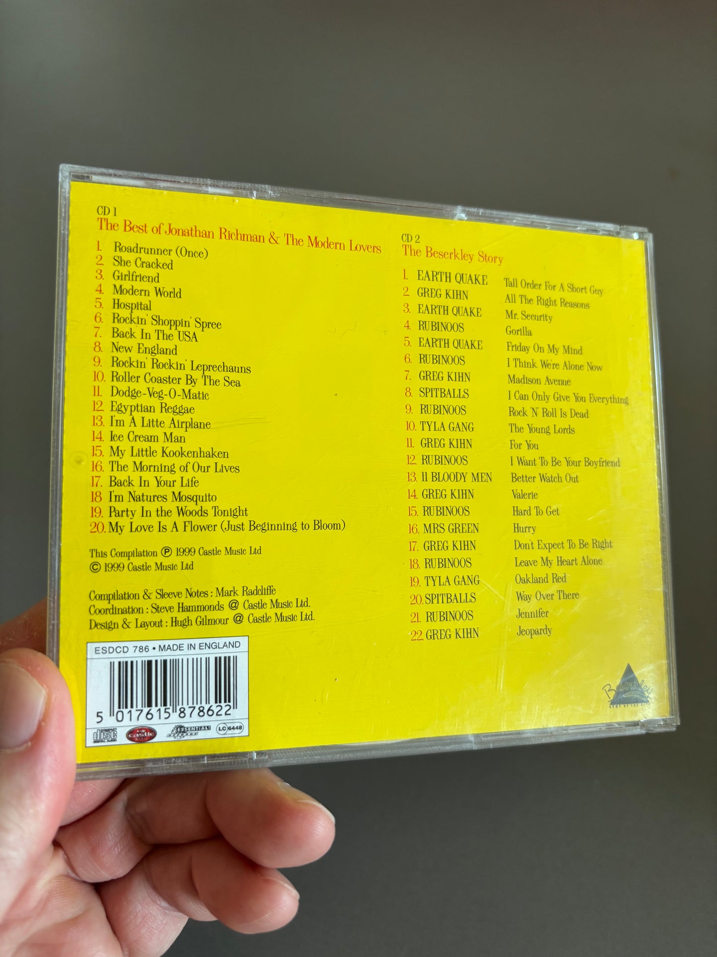 Jonathan Richman & The Modern Lovers: Home Of The Hits/The Beserkley Story, 2CD, remastered, All Media compilation, Essential! Records, Castle Music, UK 1999
