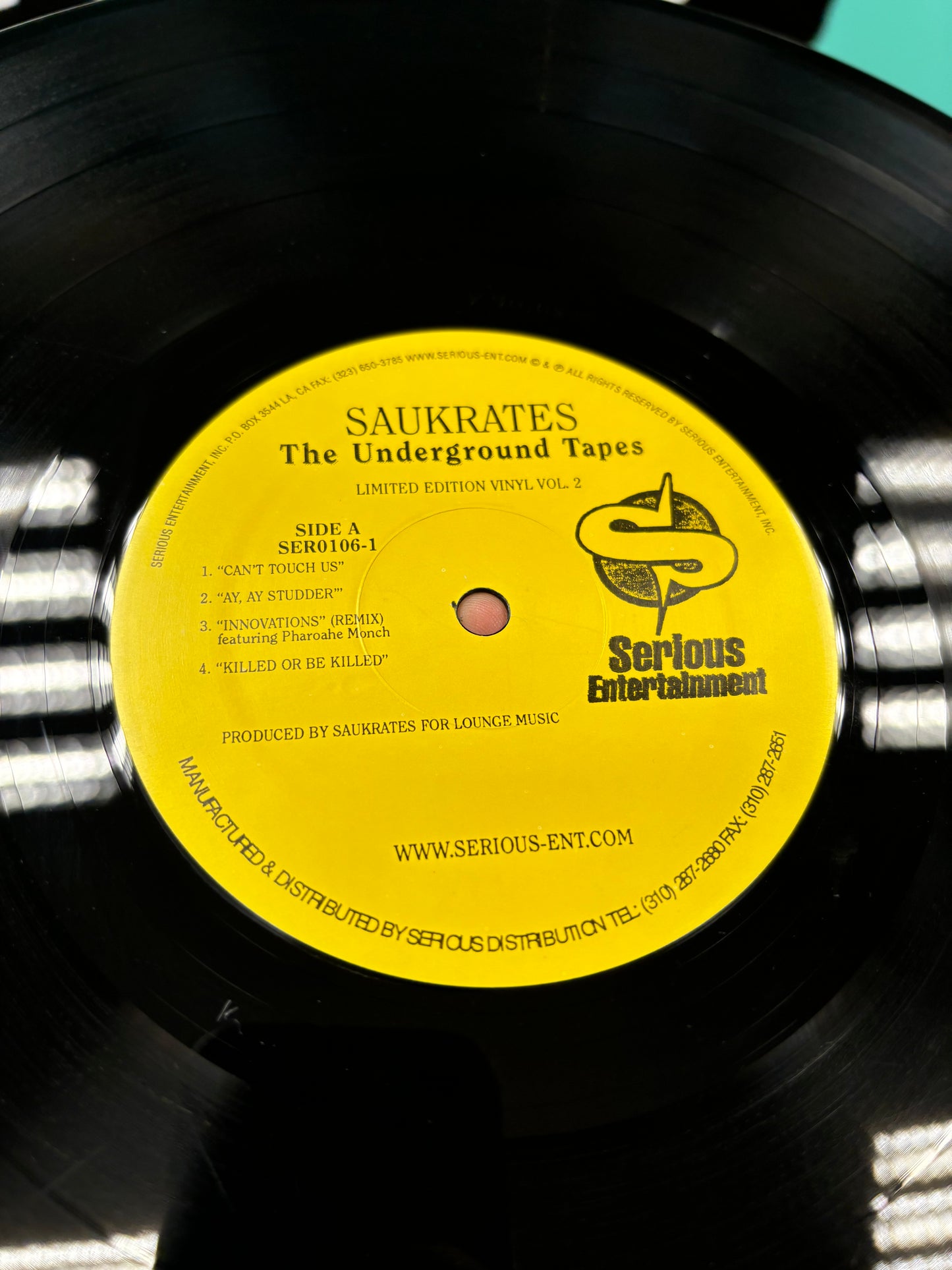 Saukrates - The Underground Tapes Vol. 2, Only pressing, 12inch, EP, Limited Edition, Serious Entertainment, Inc., US 1999