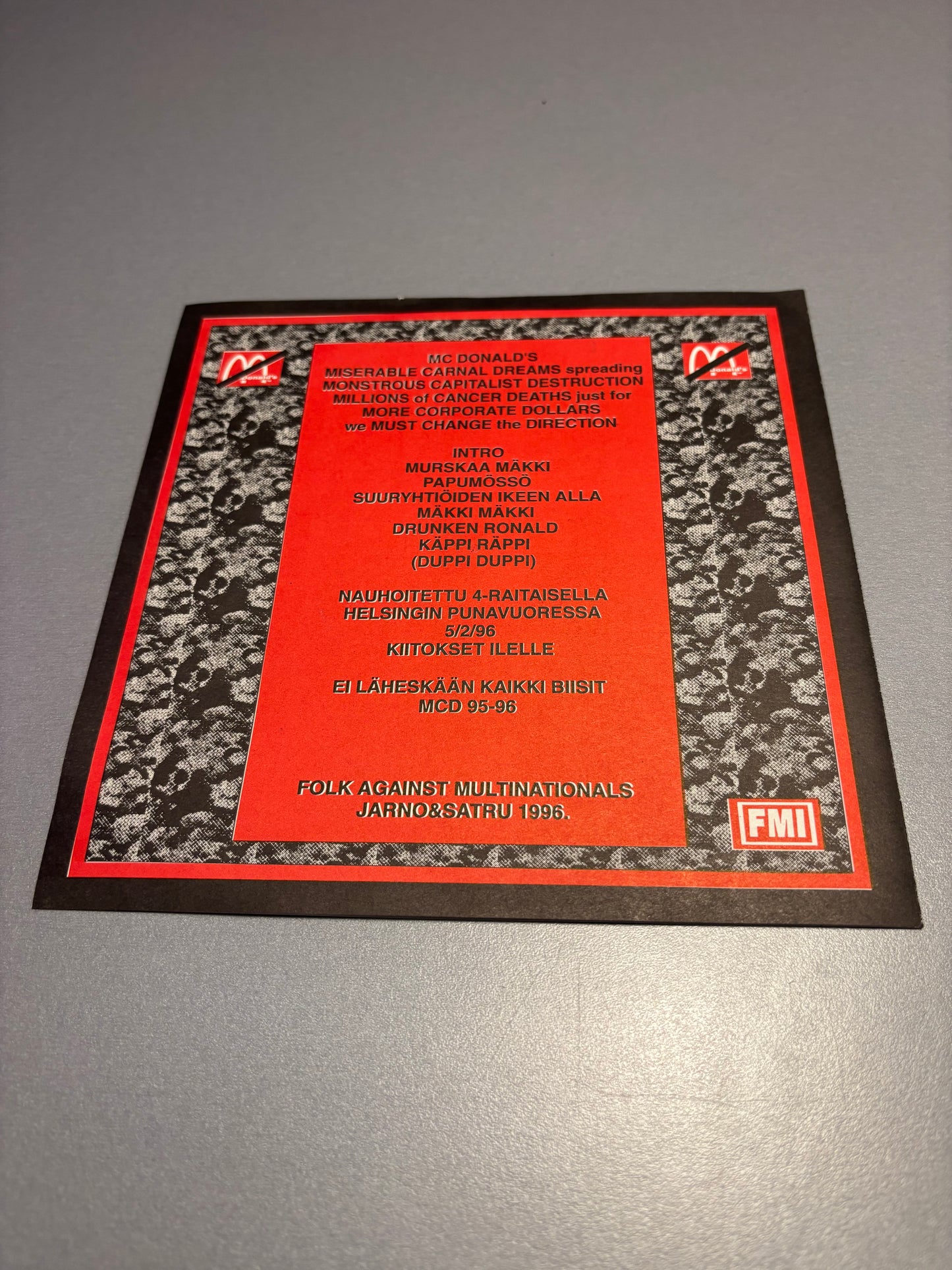 MCD: A Movement Changing The Direction, 7inch, Only pressing, Not On Label, Finland 1996