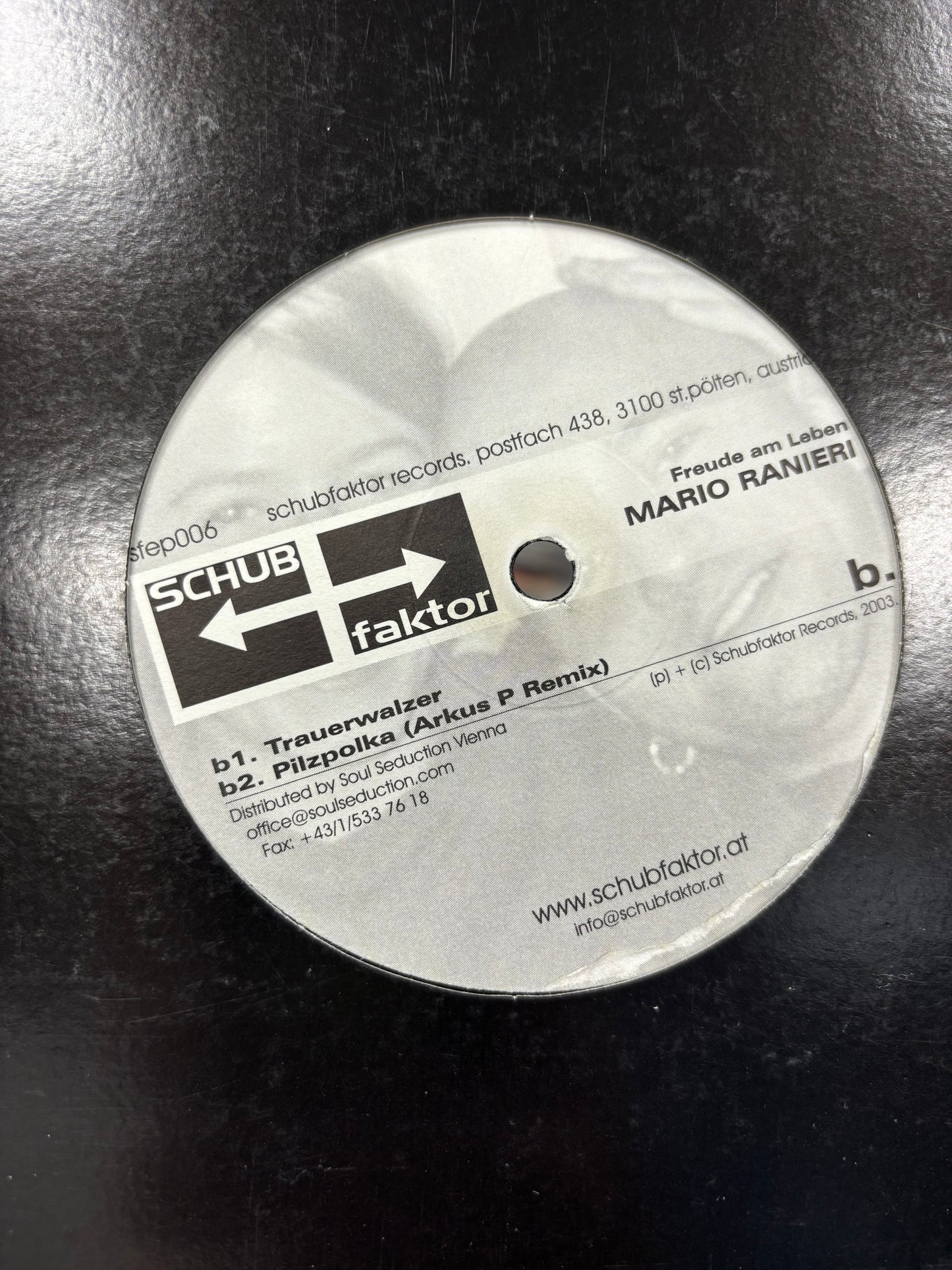 Mario Ranieri: Freude am Leben, 12inch, Only pressing, Schubfaktor, Austria 2003