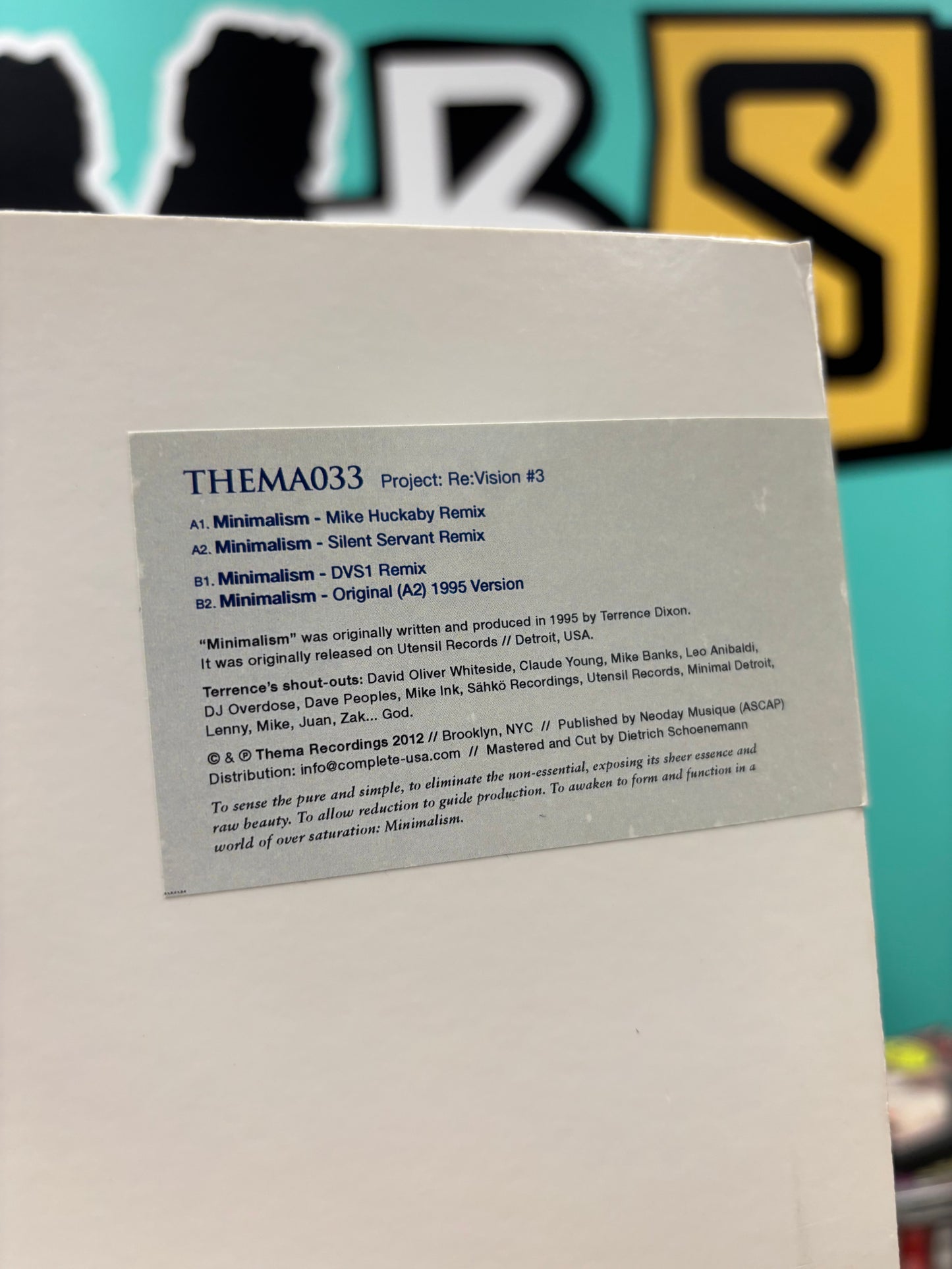 Terrence Dixon: Minimalism Re:Vision, 12inch, Only official pressing, Thema, US 2012