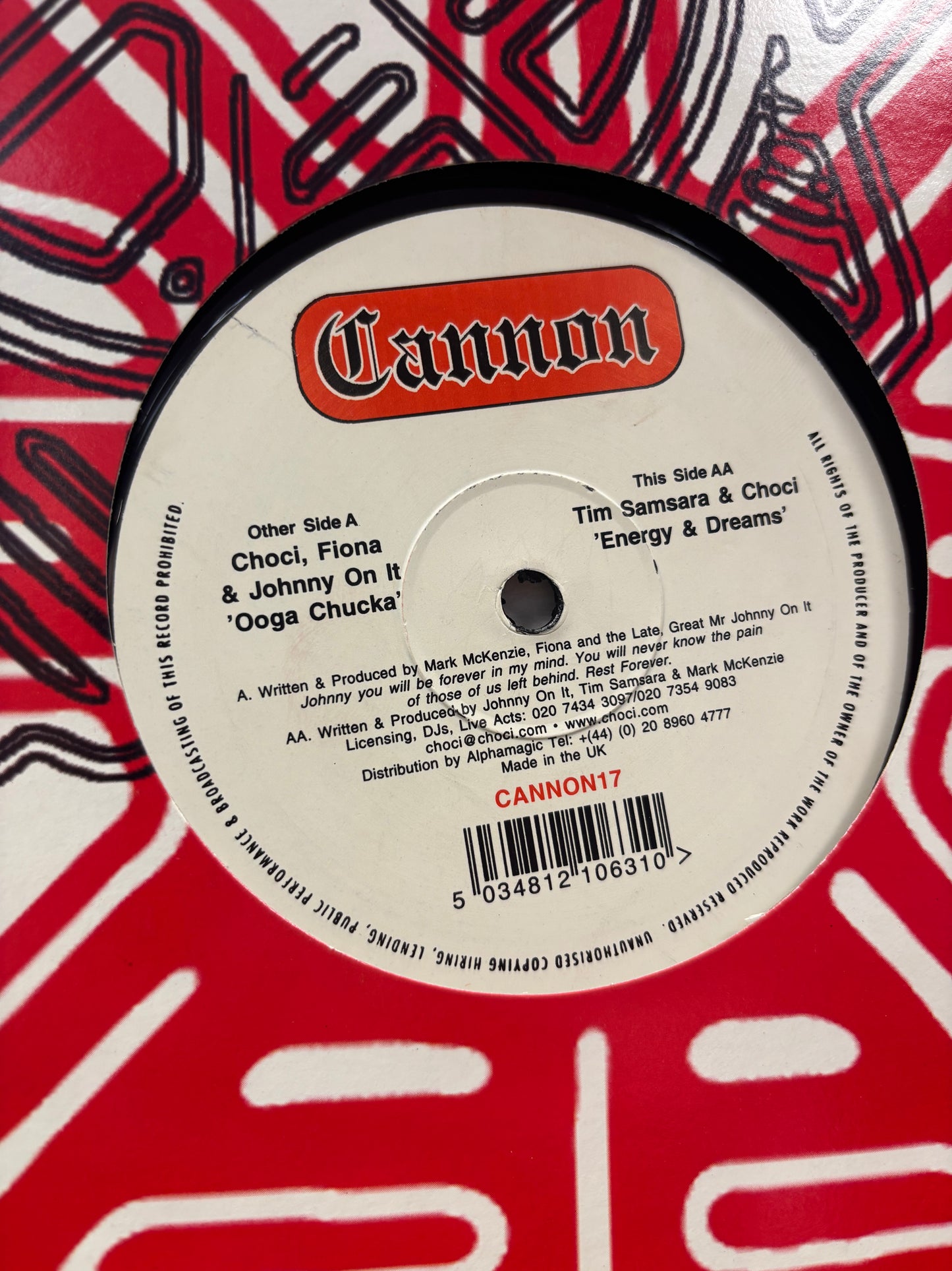 Choci, Fiona & Johnny On It: Ooga Chucka/Tim Samsara & Choci: Energy & Dreams, 12inch, Only official pressing, Cannon Records, UK 1998