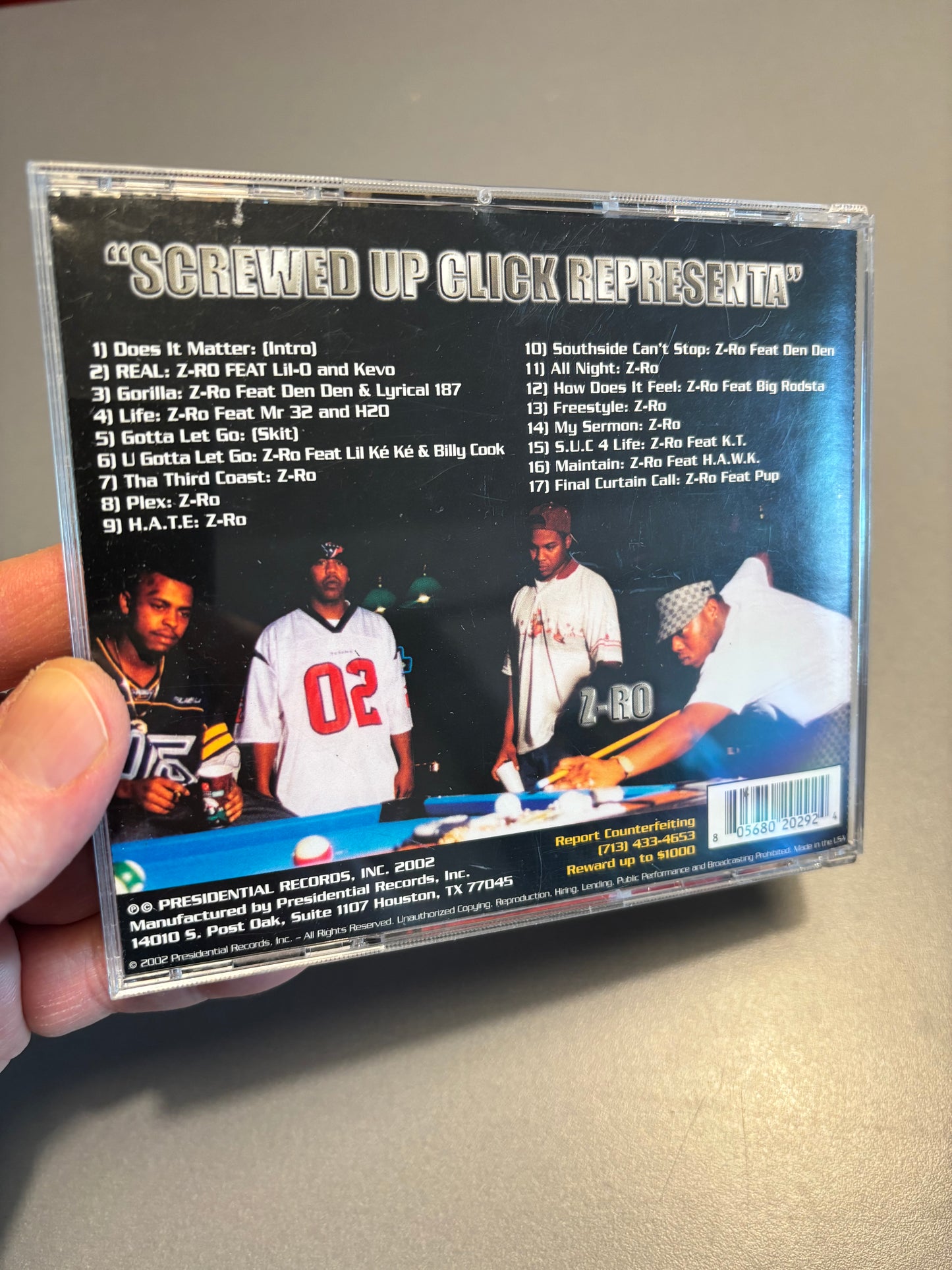 Z-Ro: Screwed Up Click Representa, CD, 1st pressing, Presidential Records, US 2002