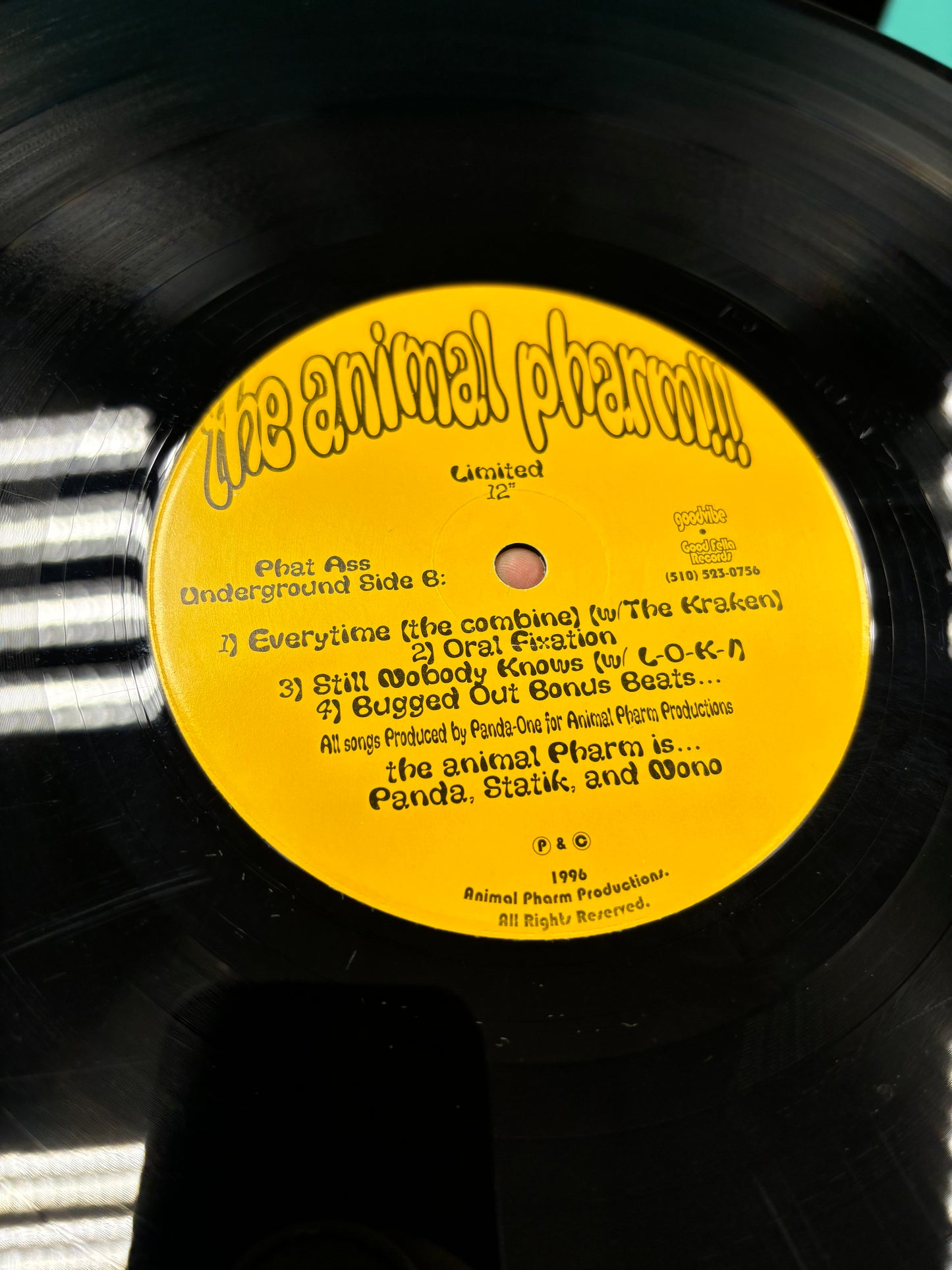 The Animal Pharm: The Vaccine, 1st pressing, 12inch, Limited Edition, Yellow label, Good Fella Records, US 1996