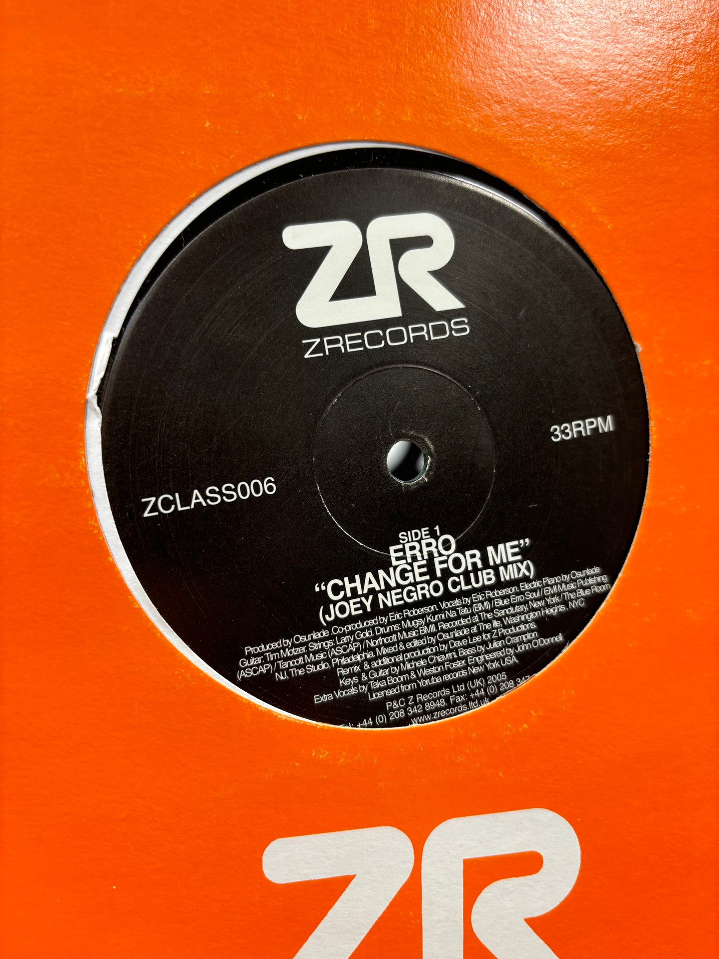 Erro: Change For Me/Get Down Tonight, 12inch, Only pressing, Z Records, UK 2005