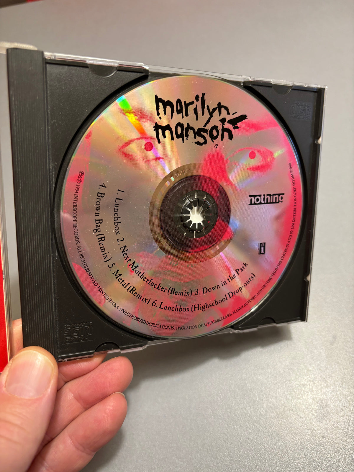 Marilyn Manson: Lunchbox, CD maxi-single, Nothing Records, Interscope Records, US 1995