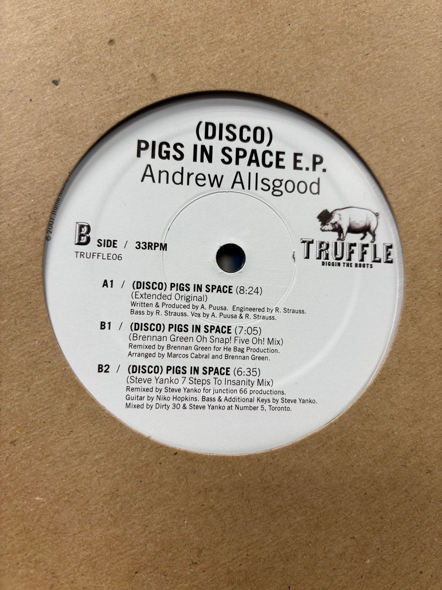 Andrew Allsgood: (Disco) Pigs in Space E.P., 12inch, Only pressing, Truffle Music, Canada 2007