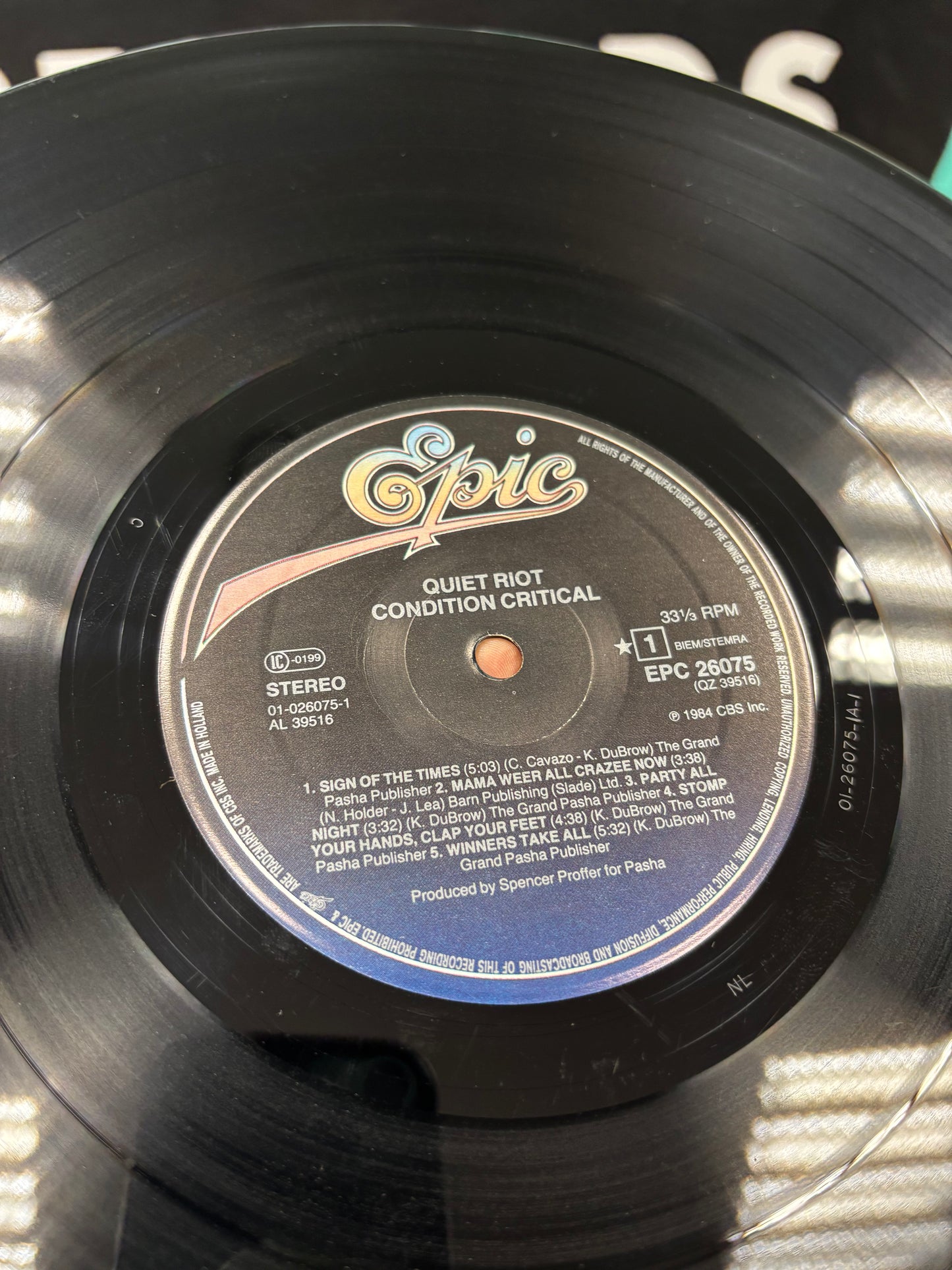 Quiet Riot: Condition Critical, LP, Epic, Pasha, Europe 1984