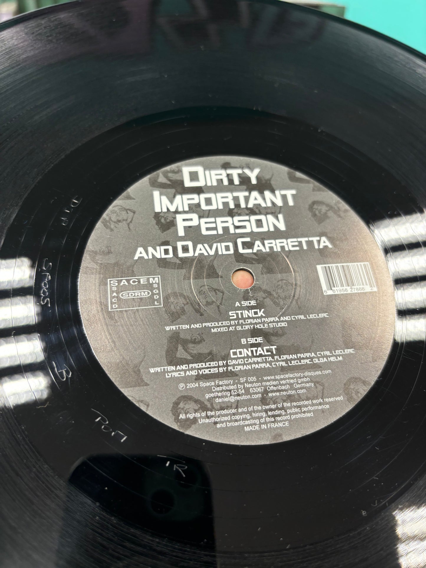 Dirty Important Person And David Carretta: Stinck/Contact, 12inch, Only official pressing, Space Factory, France 2005