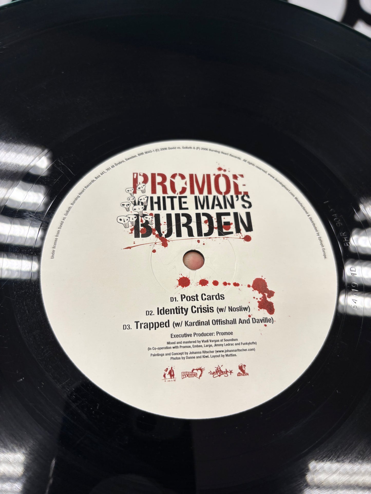Promoe: White Man’s Burden, 2LP, 1st pressing, Only official vinyl pressing, gatefold, Burning Heart Records, David Vs. Goliath, Sweden 2006
