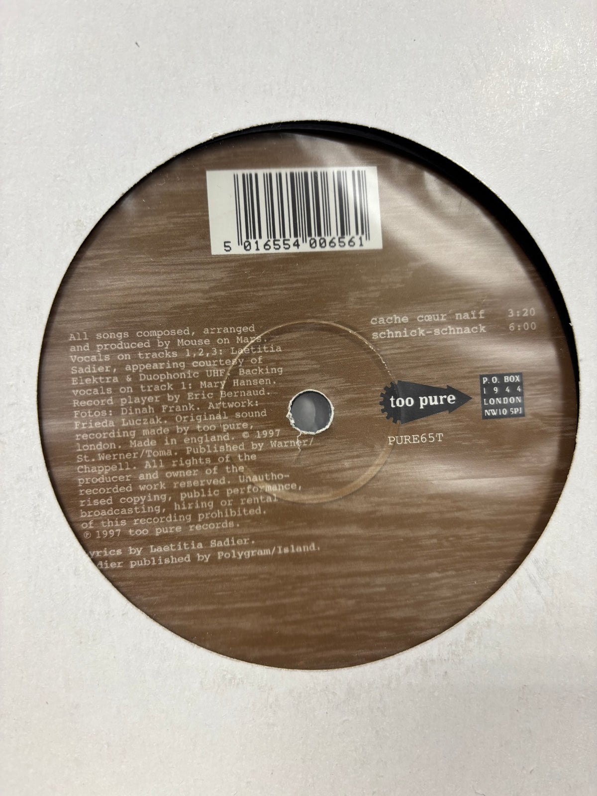 Mouse On Mars: Cache Cœur Naïf, 12inch, 1st pressing, Too Pure, UK 1997