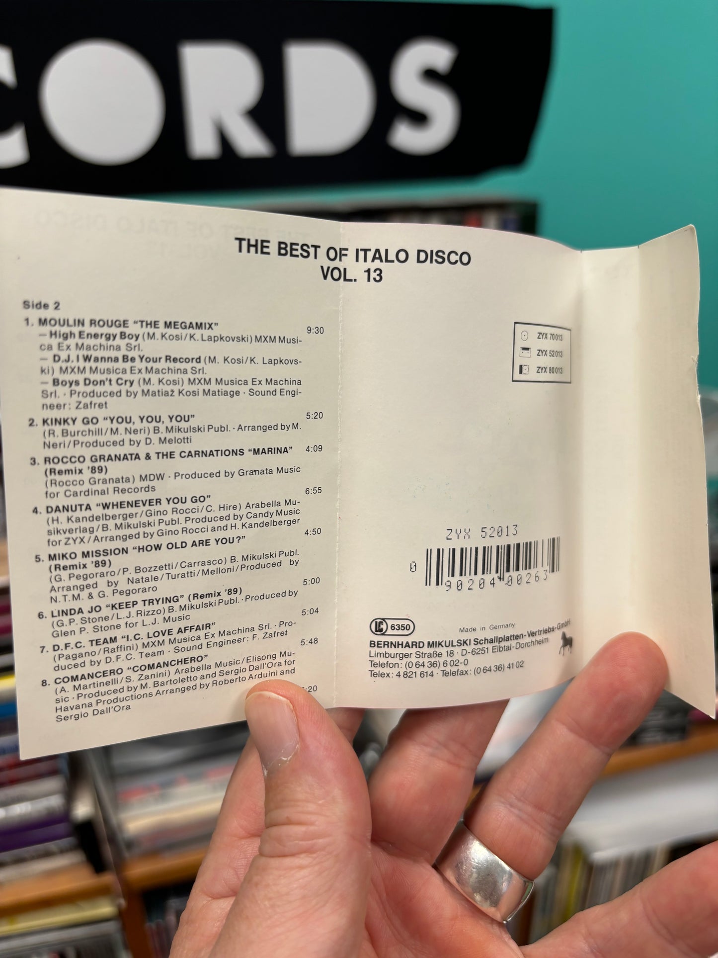 The Best Of Italo Disco Vol. 13, C-cassette, Only cassette pressing, ZYX Records, Germany 1989