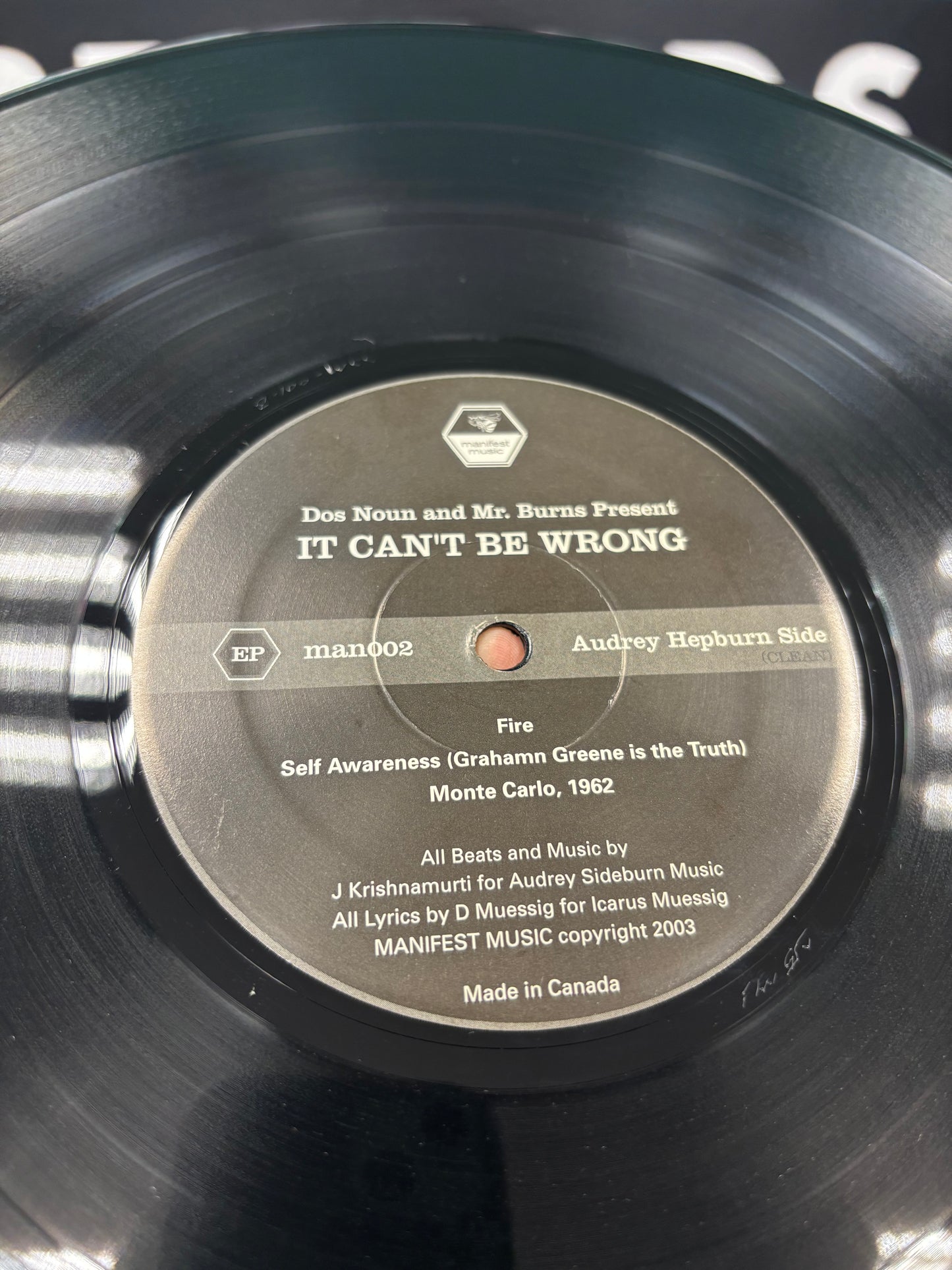 Dos Noun & Mr. Burns: It Can’t Be Wrong, 12inch, Only pressing, Manifest Music, US 2003