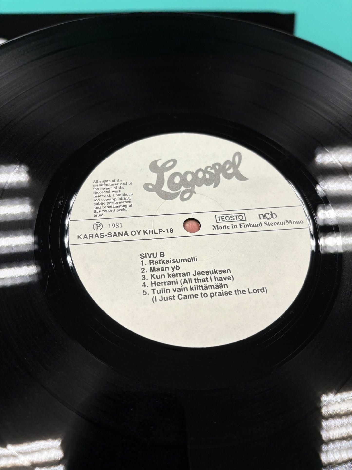 Logospel: Logospel, LP, Only pressing, Sana ja Sävel, Finland 1981