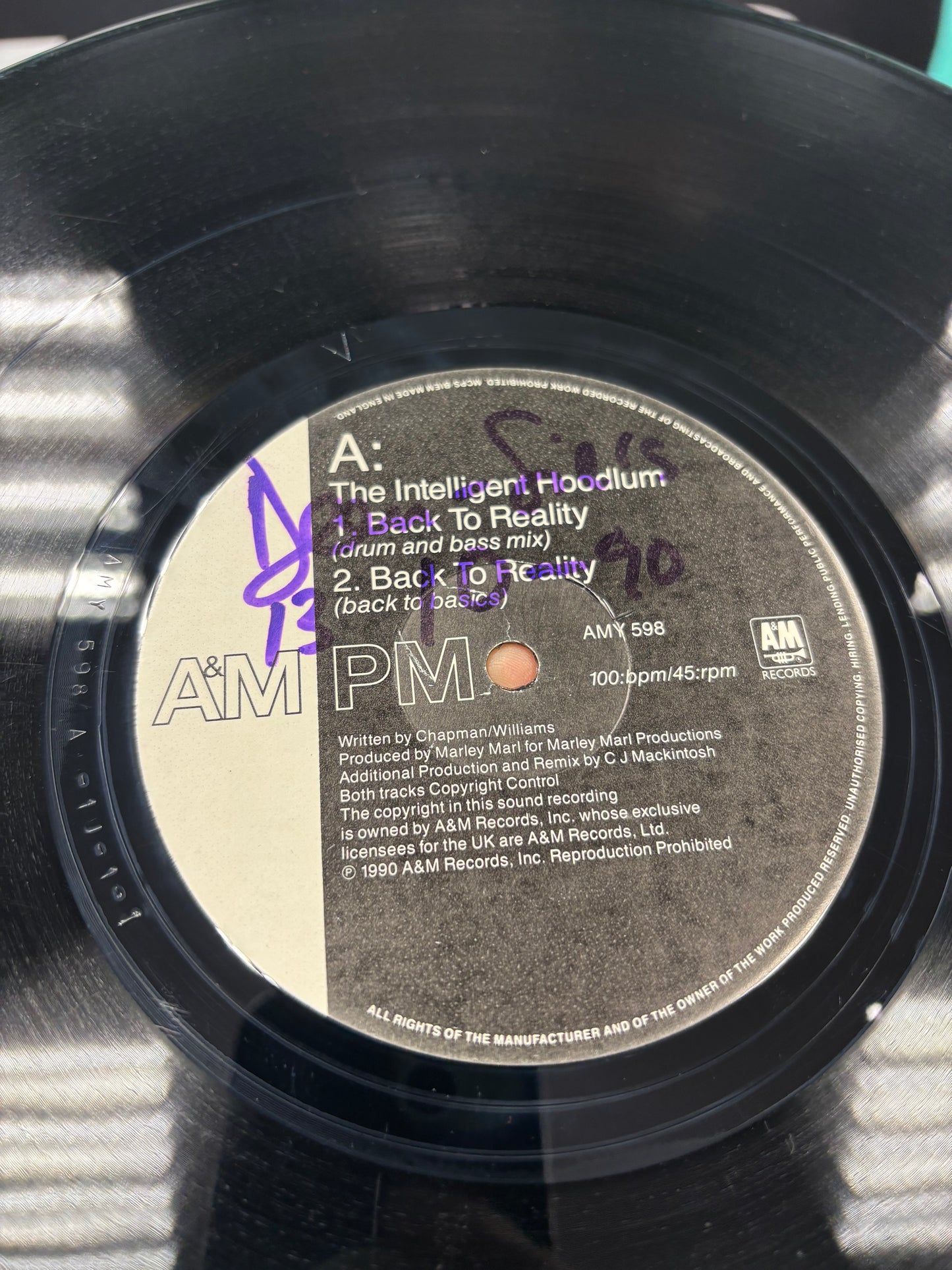 Intelligent Hoodlum: Back To Reality, 12inch, A&M PM, A&M Records, UK 1990