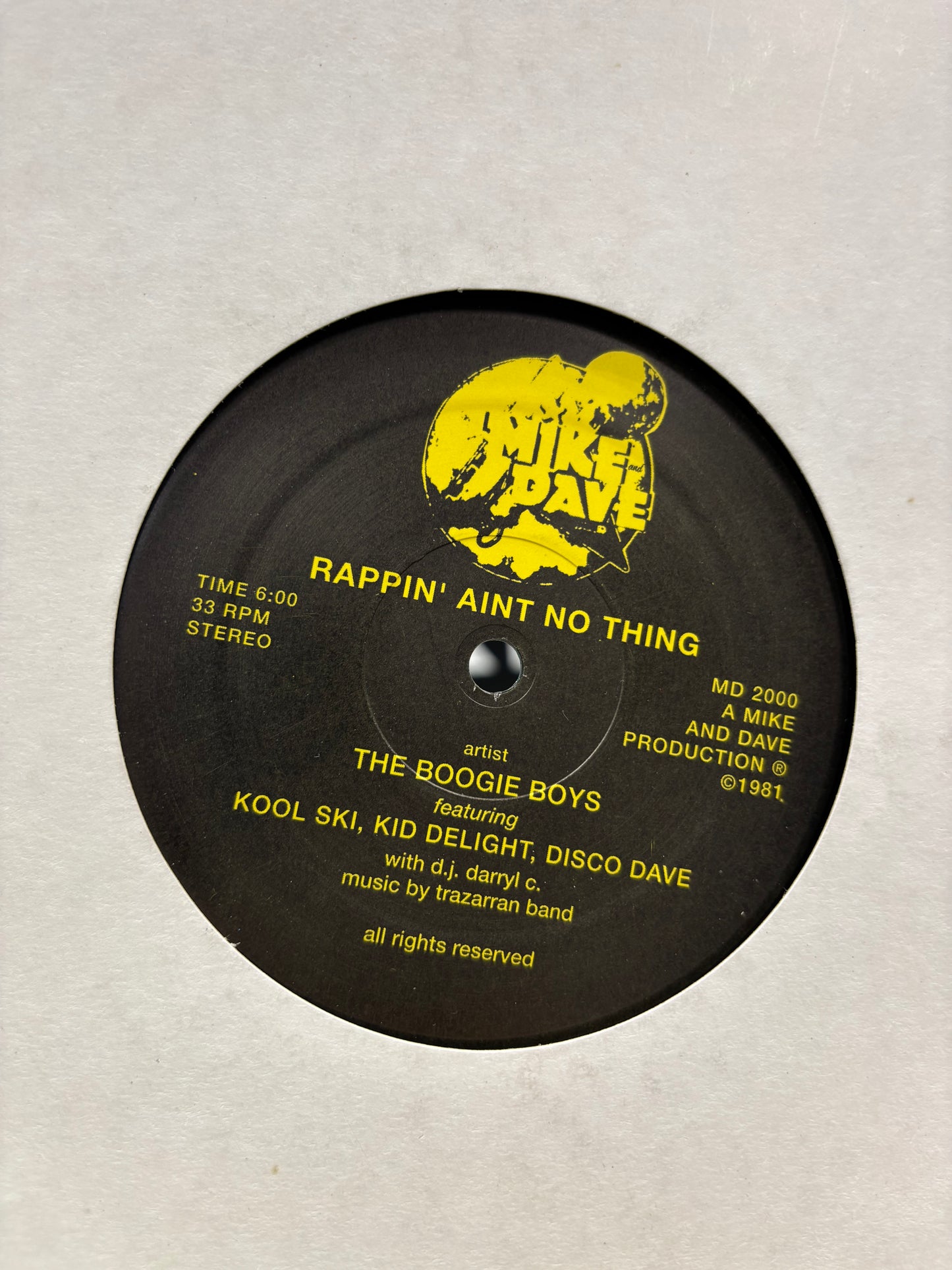 The Boogie Boys: Rappin’ Aint No Thing, 12inch, reissue, Mike & Dave Records, US year?