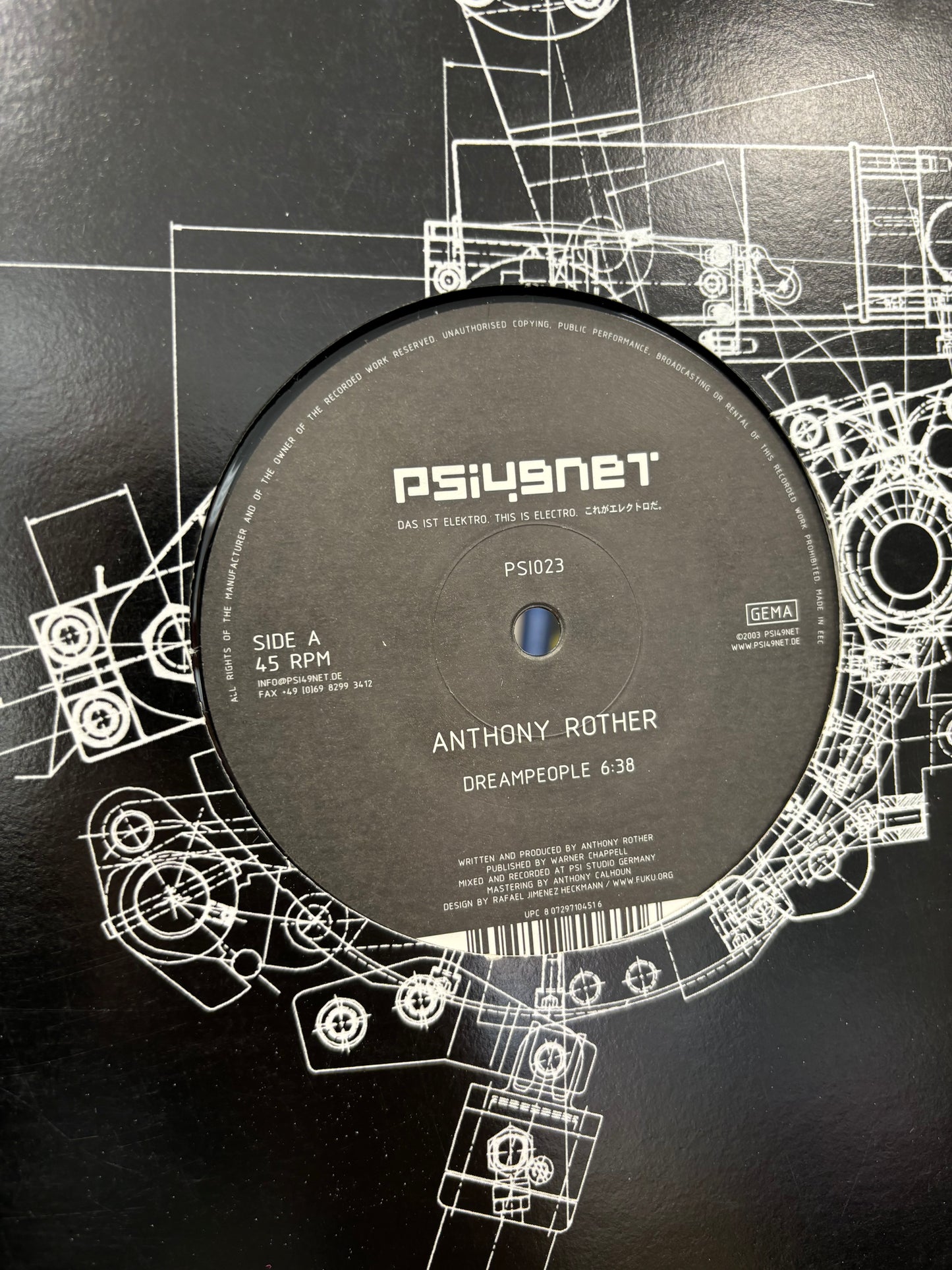 Anthony Rother: Dreampeople/Breakdown The Wall, 12inch, Only pressing, Psi49net, Germany 2003