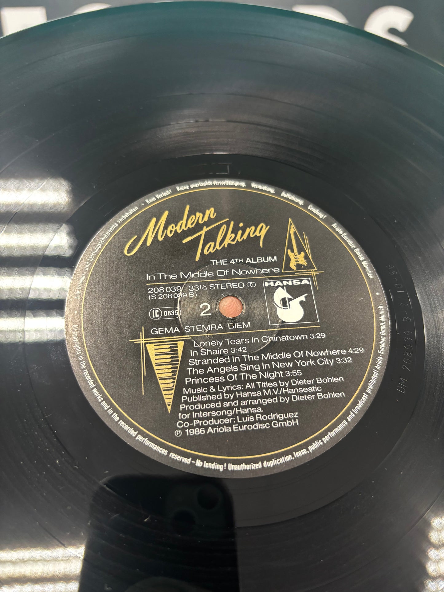 The Modern Talking: In The Middle Of Nowhere - The 4th Album, LP, Hansa, Europe 1986