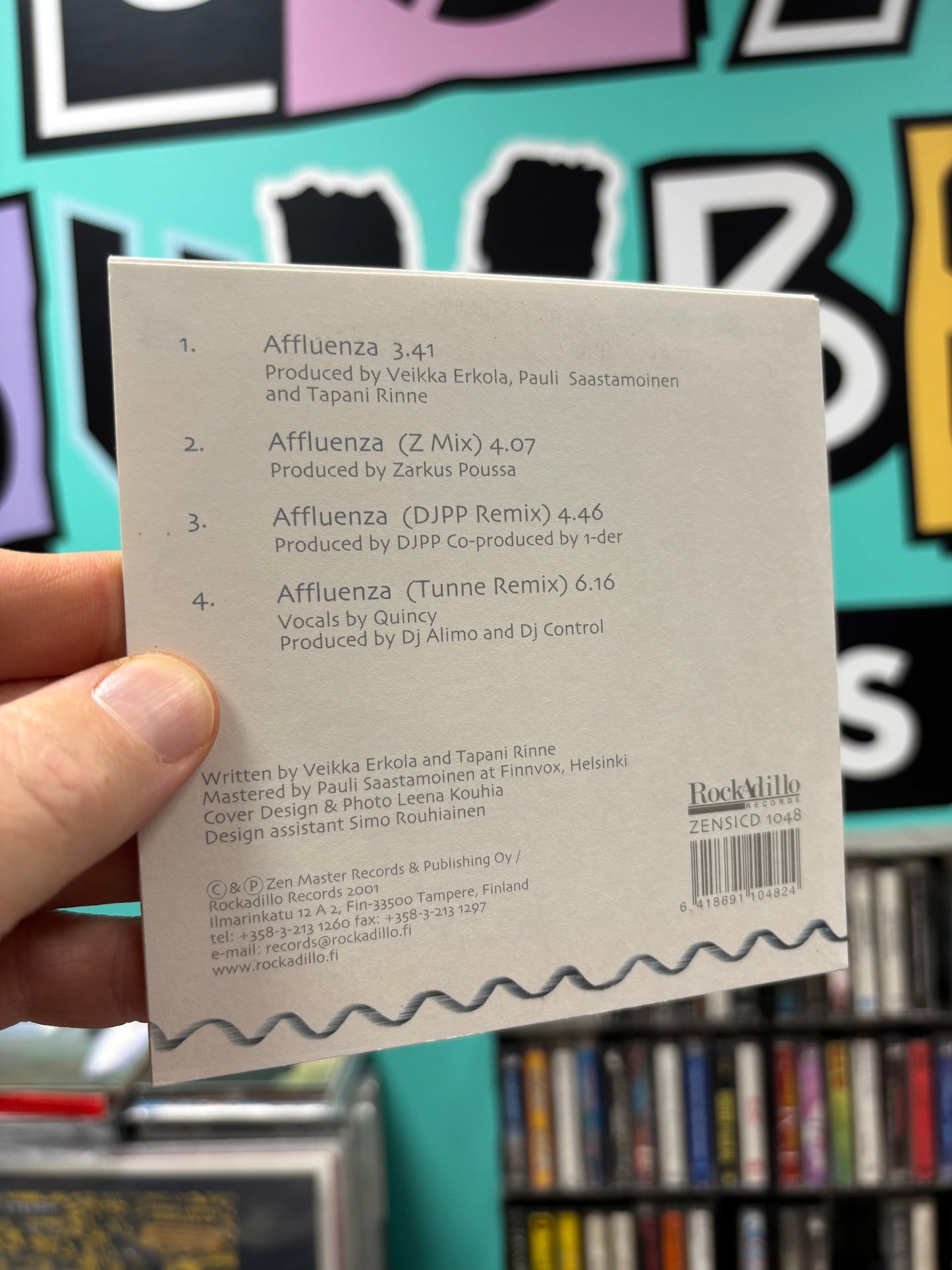 RinneRadio: Affluenza, CD, single, Only pressing, Rockadillo Records, Finland 2001