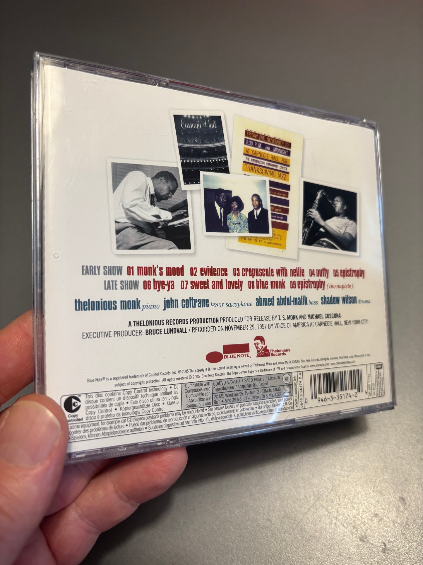 Thelonious Monk Quartet with John Coltrane at Carnegie Hall, CD, Copy Protected, Blue Note, Thelonious Records, Europe 2005